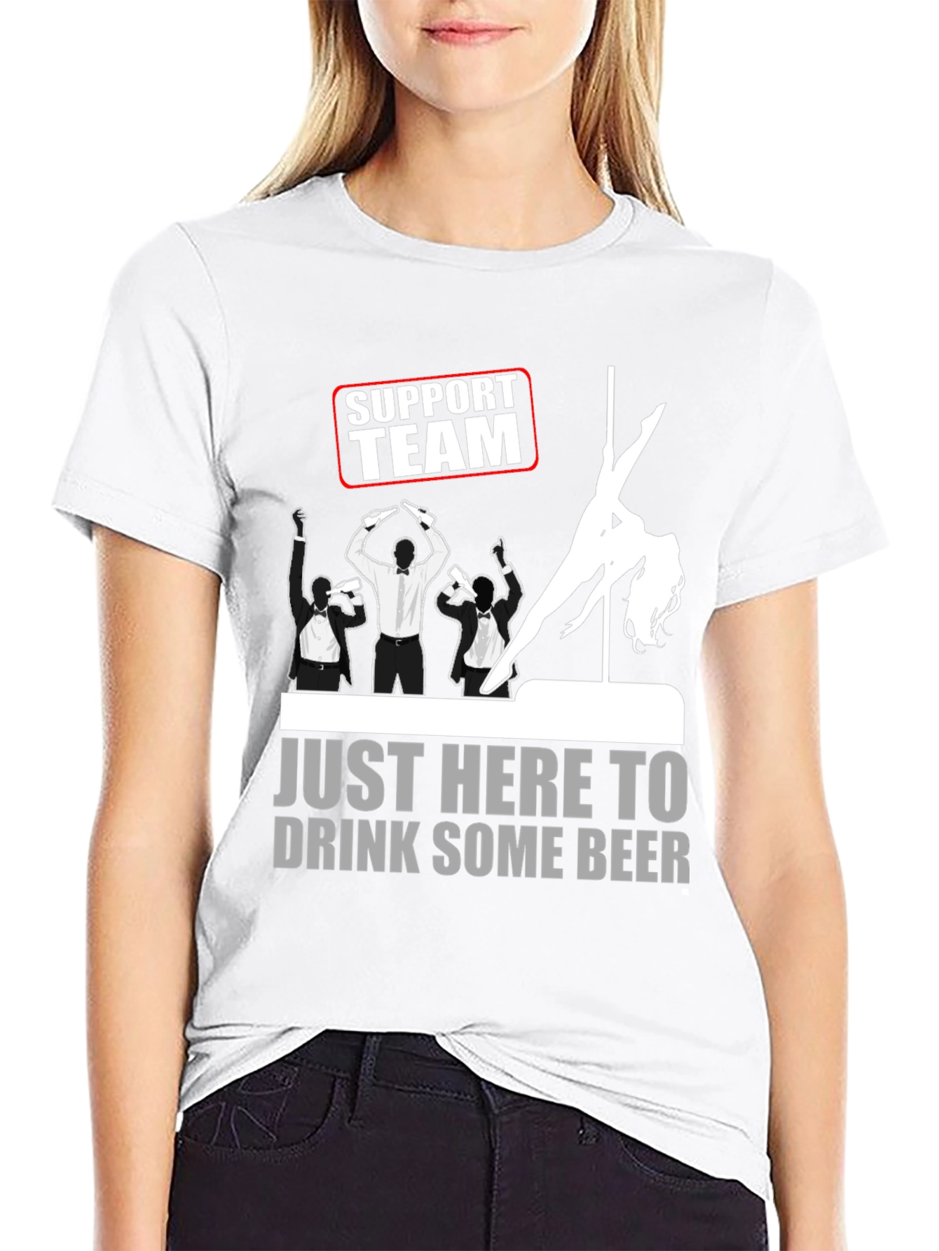 Black Support Team Drink Beer Graphic T-Shirt view 9