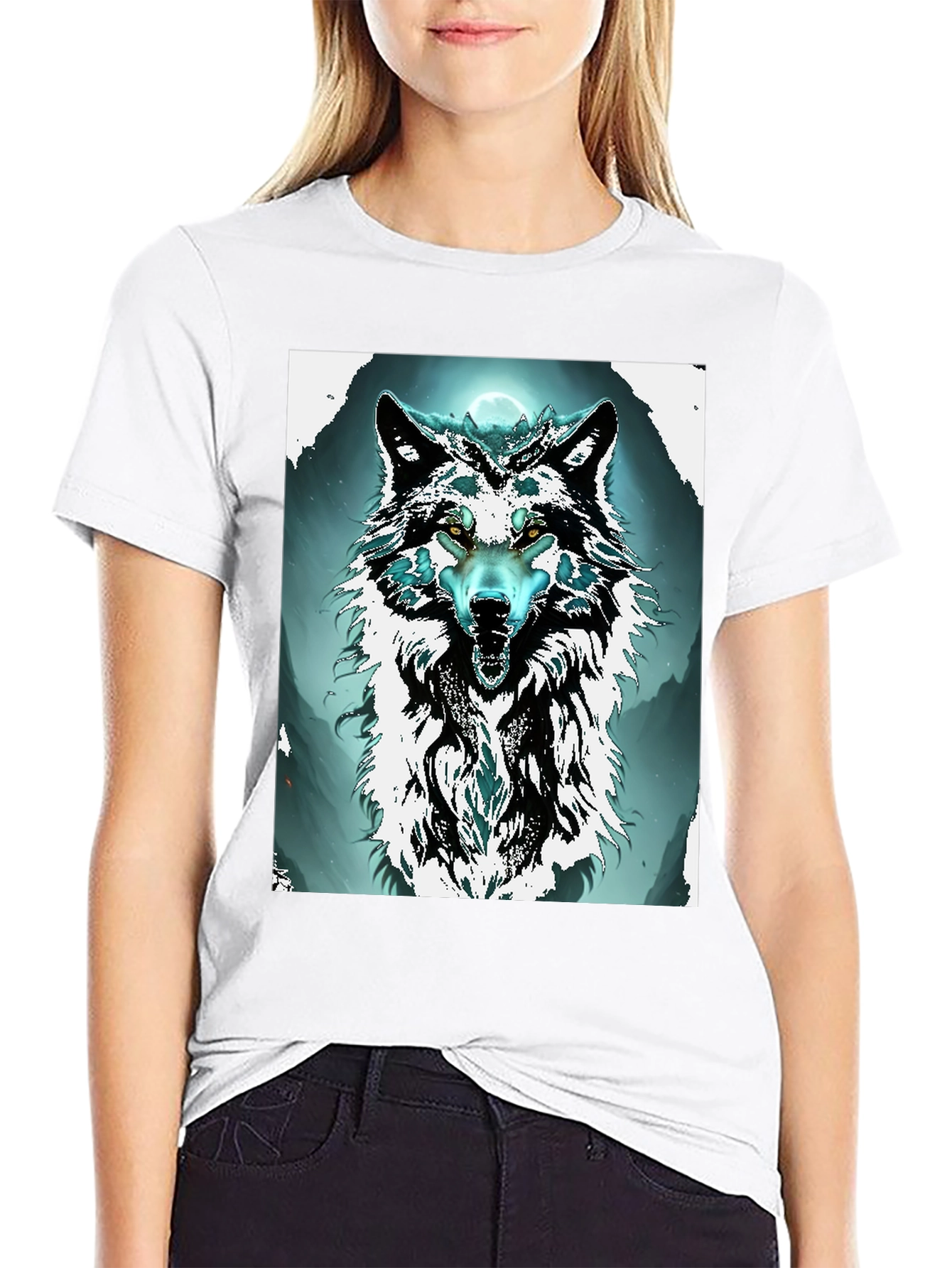 Black Wolf Graphic Tee - Black Cotton Blend view 9