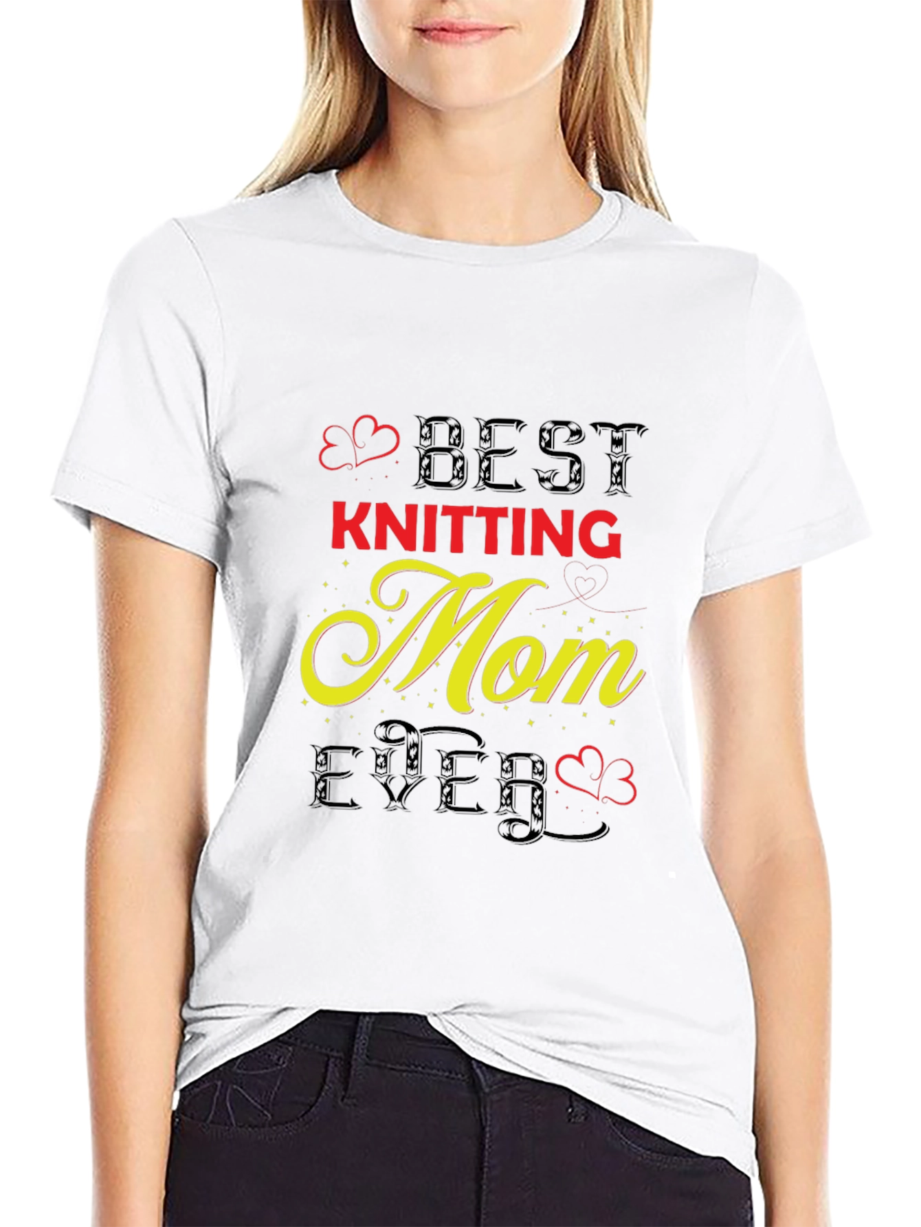 Black Best Knitting Mom Ever T-Shirt view 9