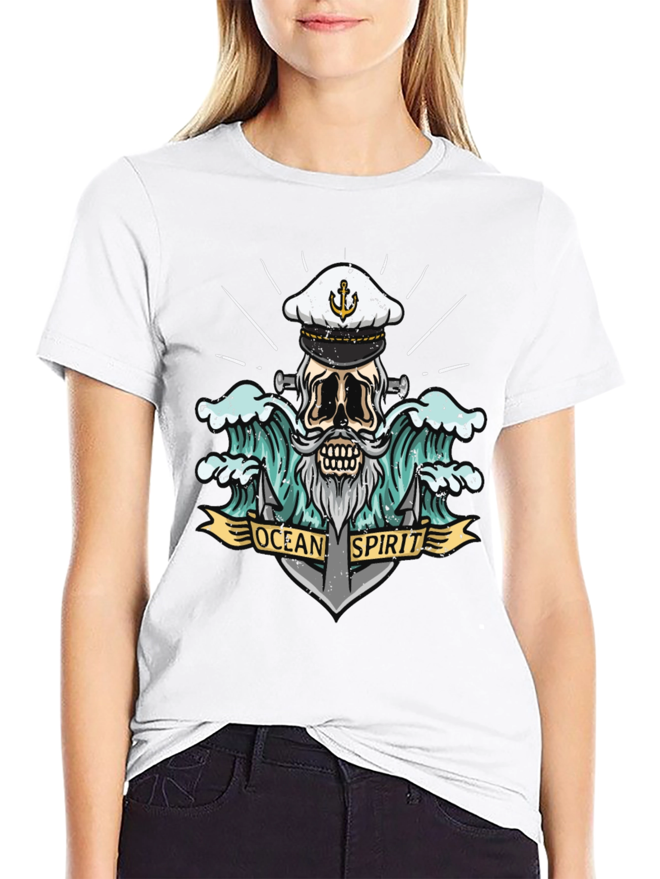 Black Ocean Spirit Graphic Tee - Pirate Skull Anchor view 9