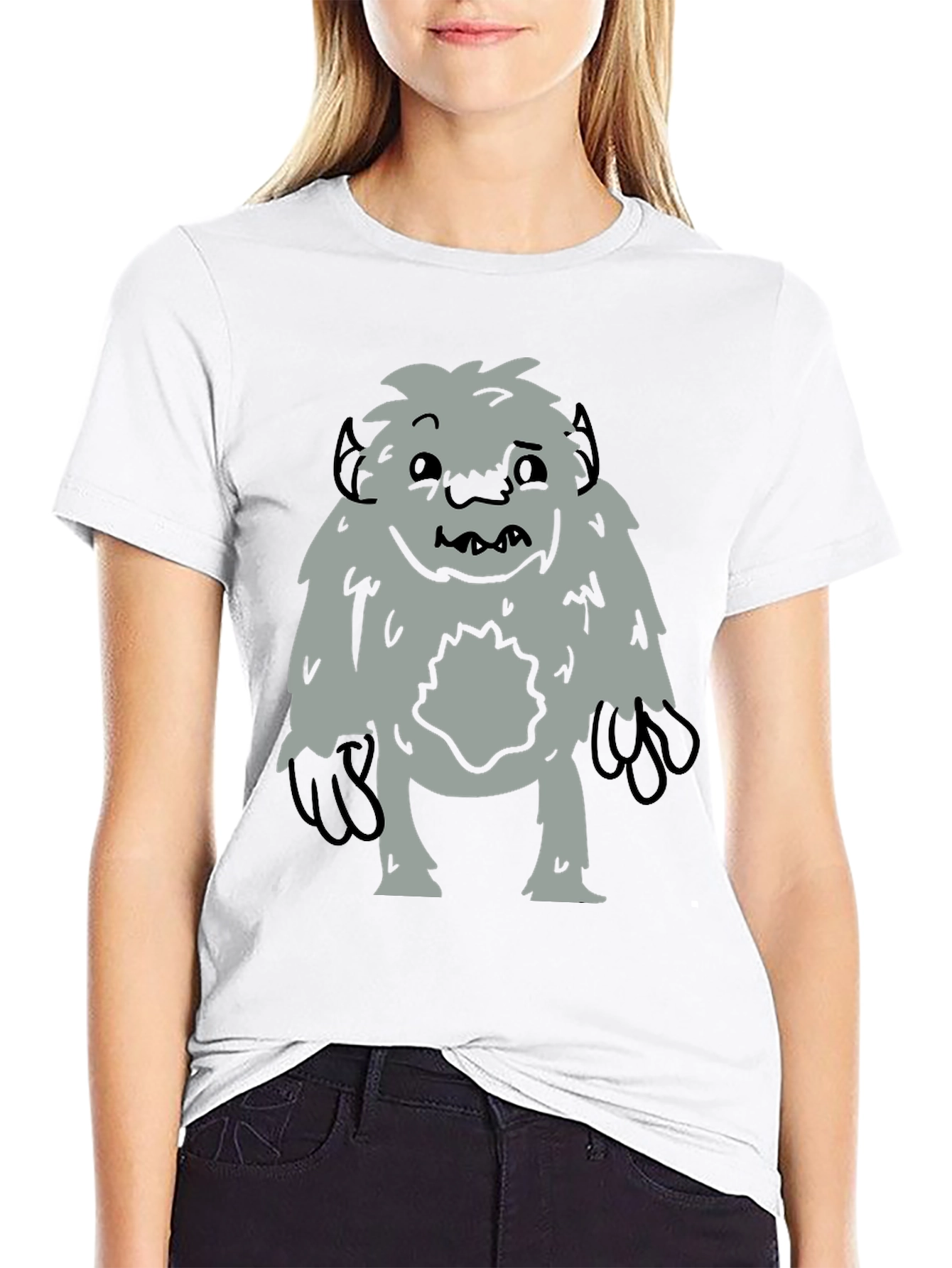 Fun Bigfoot Graphic Tee - Black Cotton Blend - 9