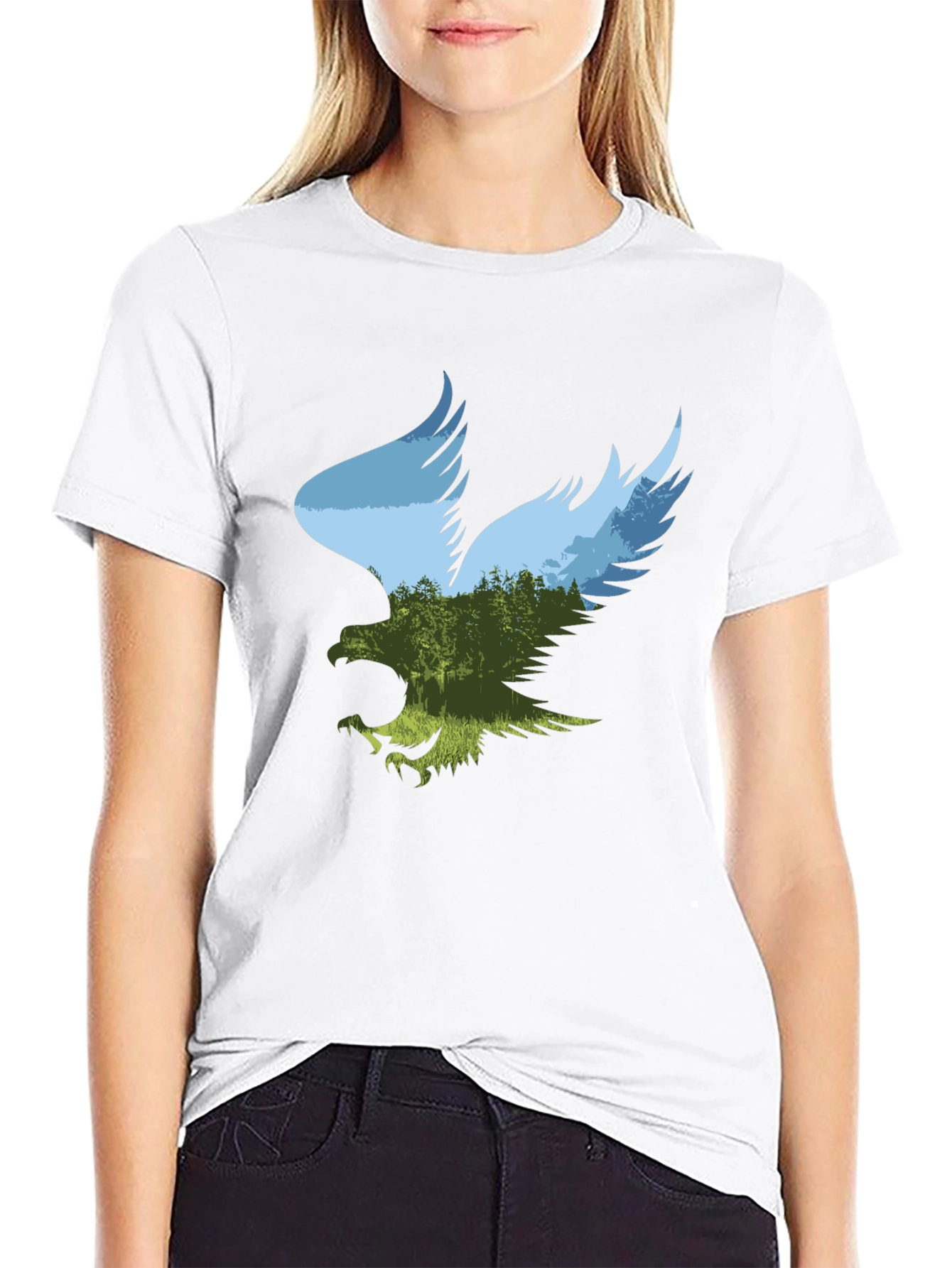 Black Eagle Graphic Print Black T-Shirt view 9