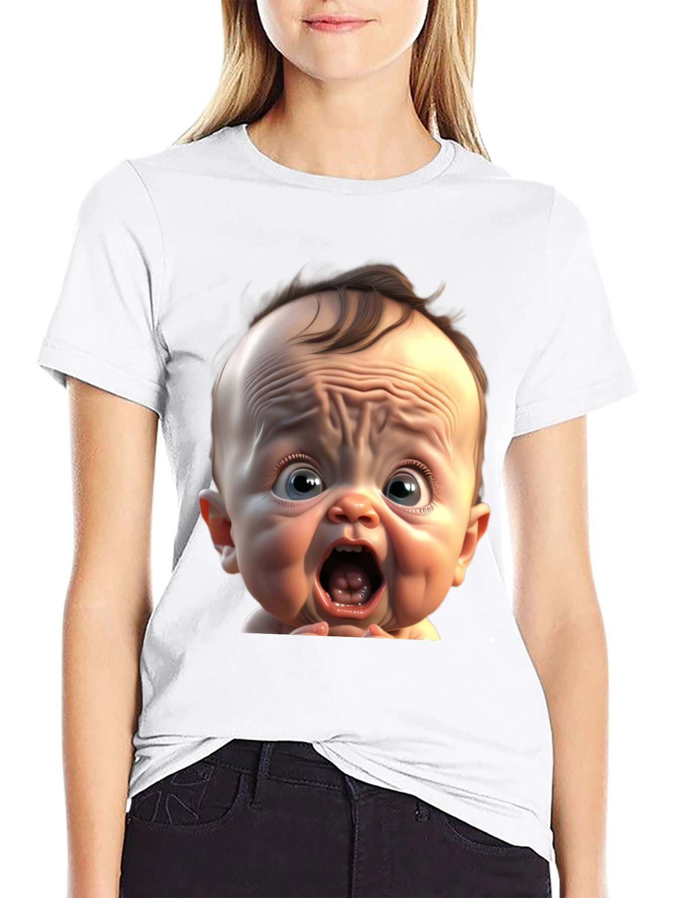 Black Funny Baby Face Black T-Shirt view 9