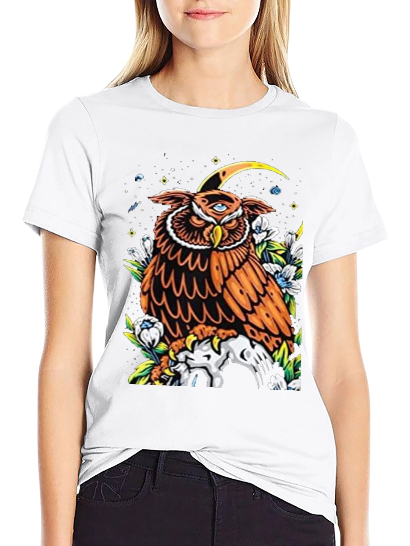 Black Mystic Owl Graphic Tee - Third Eye Design view 9