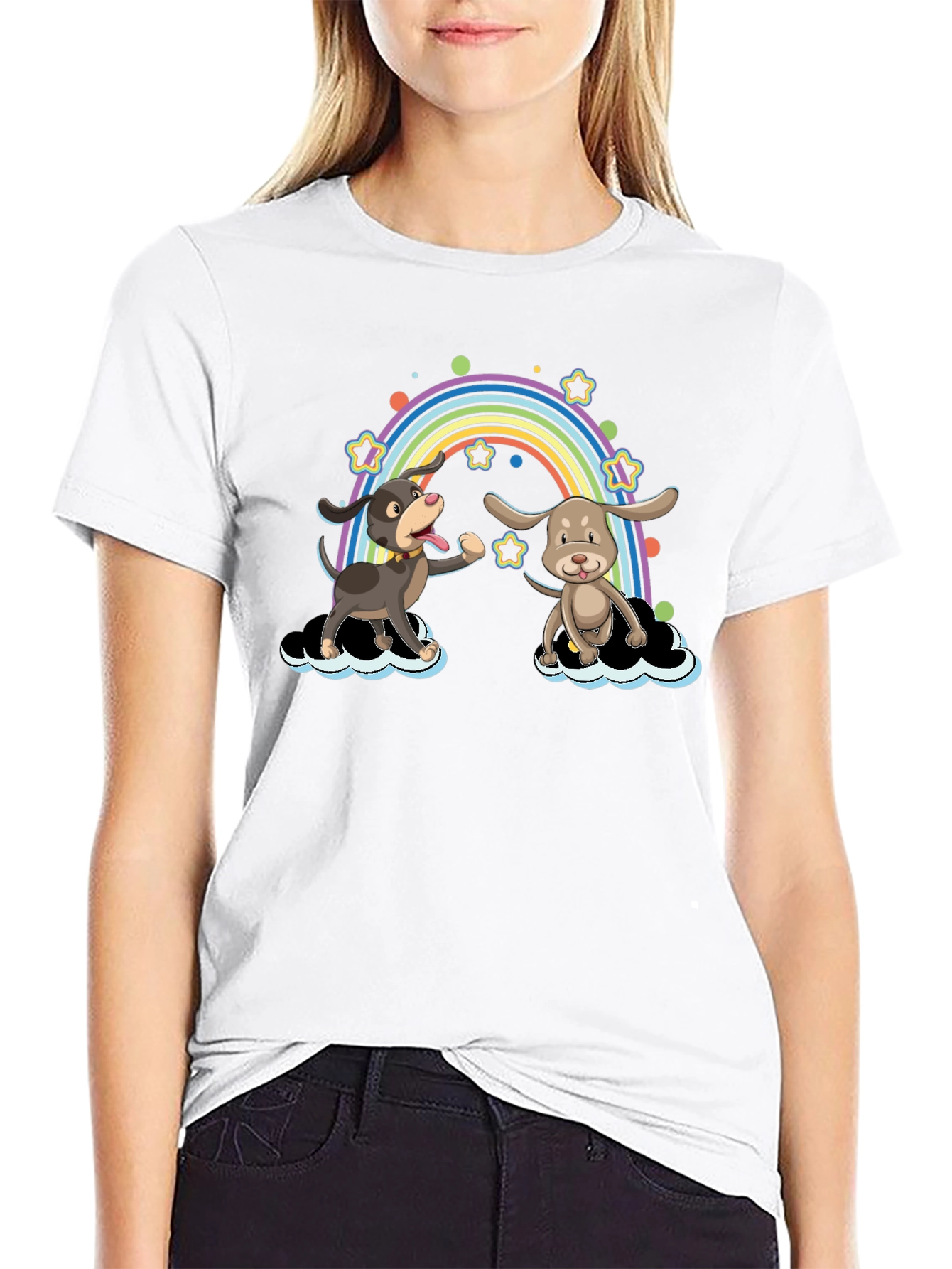 Black Rainbow Dog T-Shirt - Cute Cartoon Design view 9