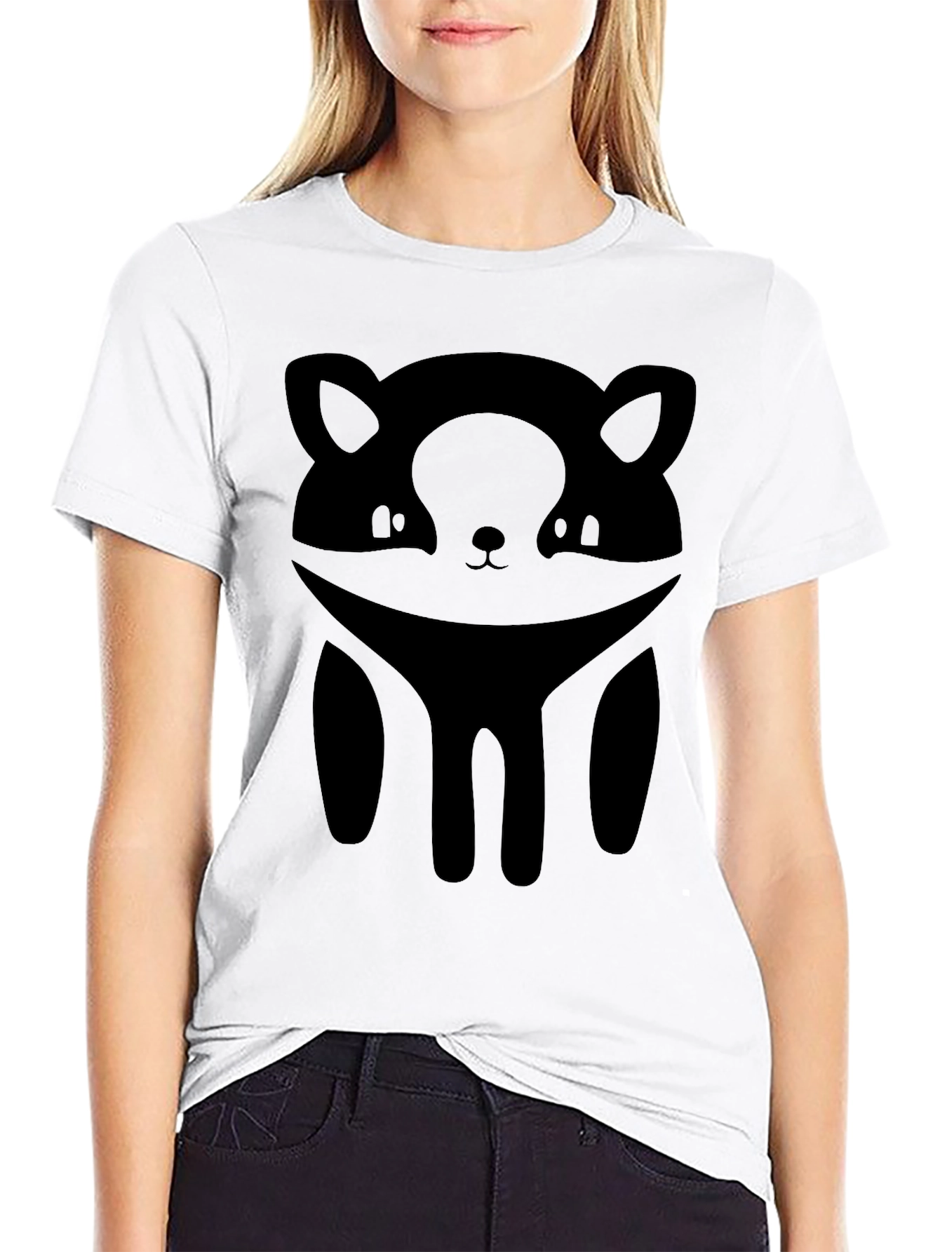Minimalist Raccoon Graphic Black T-Shirt - 9