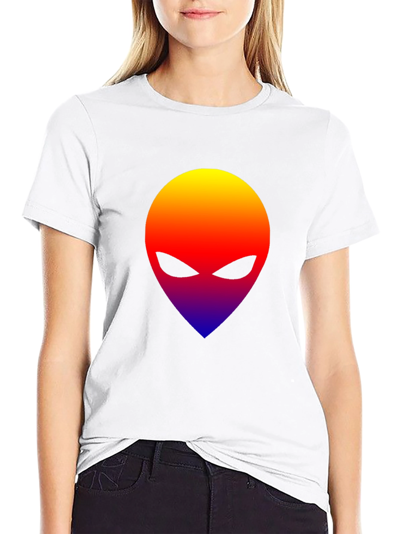 Black Alien Head Graphic T-Shirt - Gradient Design view 9