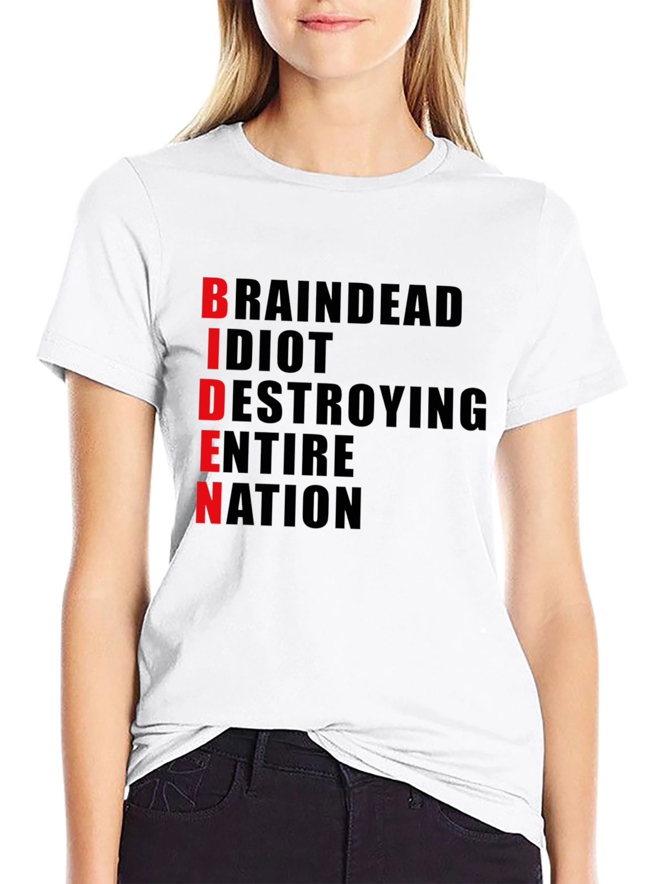 Black Anti-Biden T-Shirt - "BRAINDEAD" Design - Political Statement Tee view 9