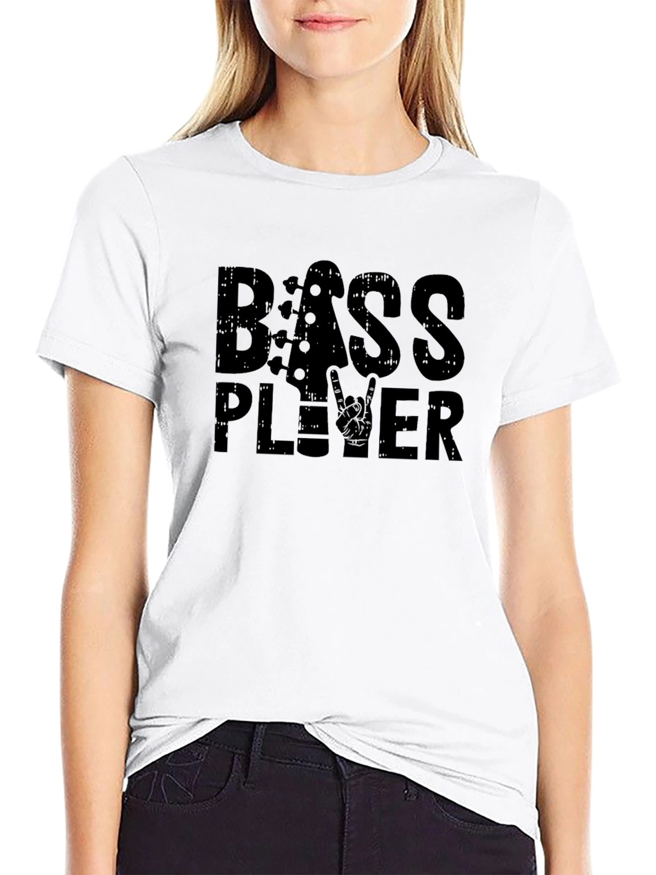 Black Bass Player Black T-Shirt - Music Lover Tee view 9