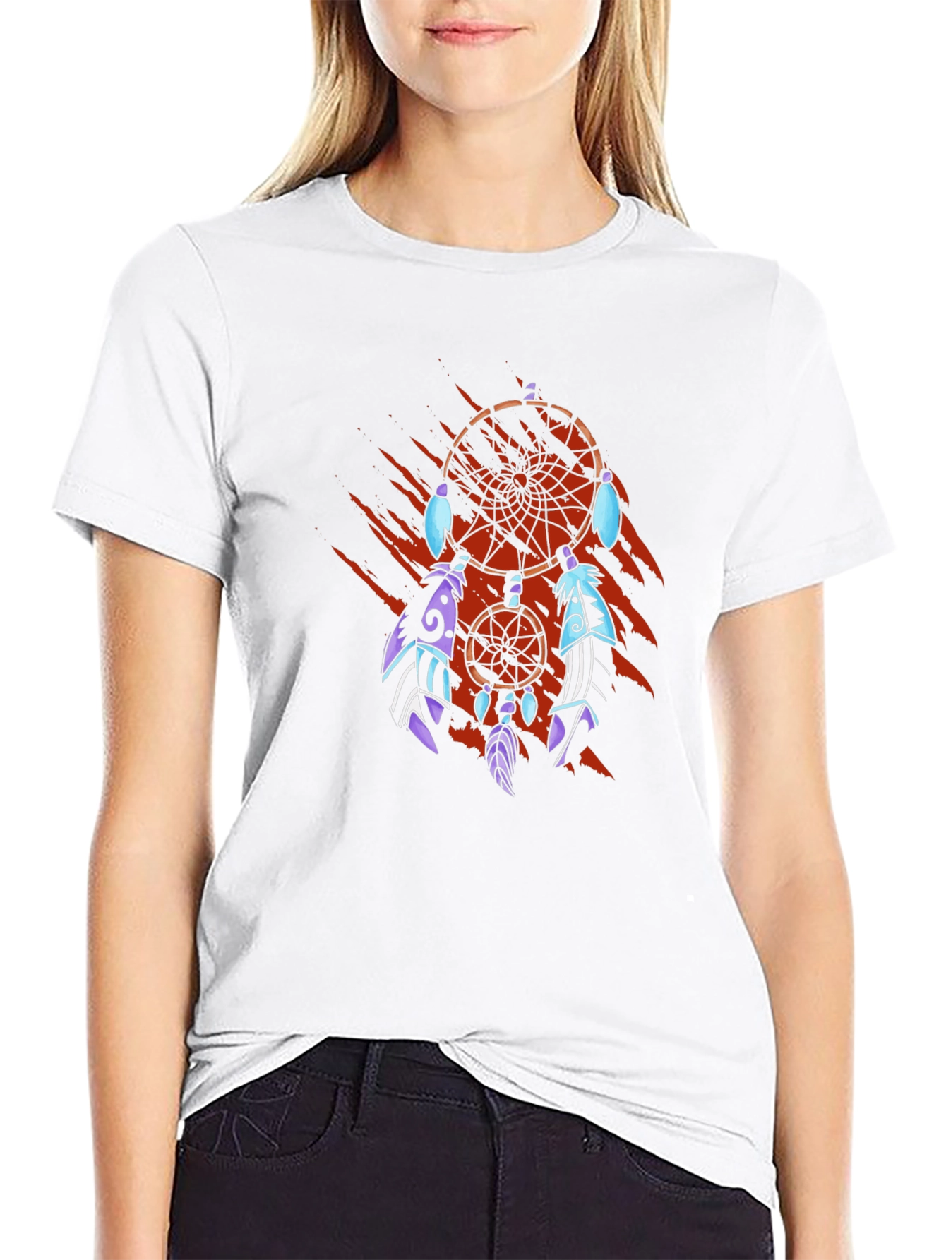 Black Dream Catcher Graphic Tee - Unique Design view 9