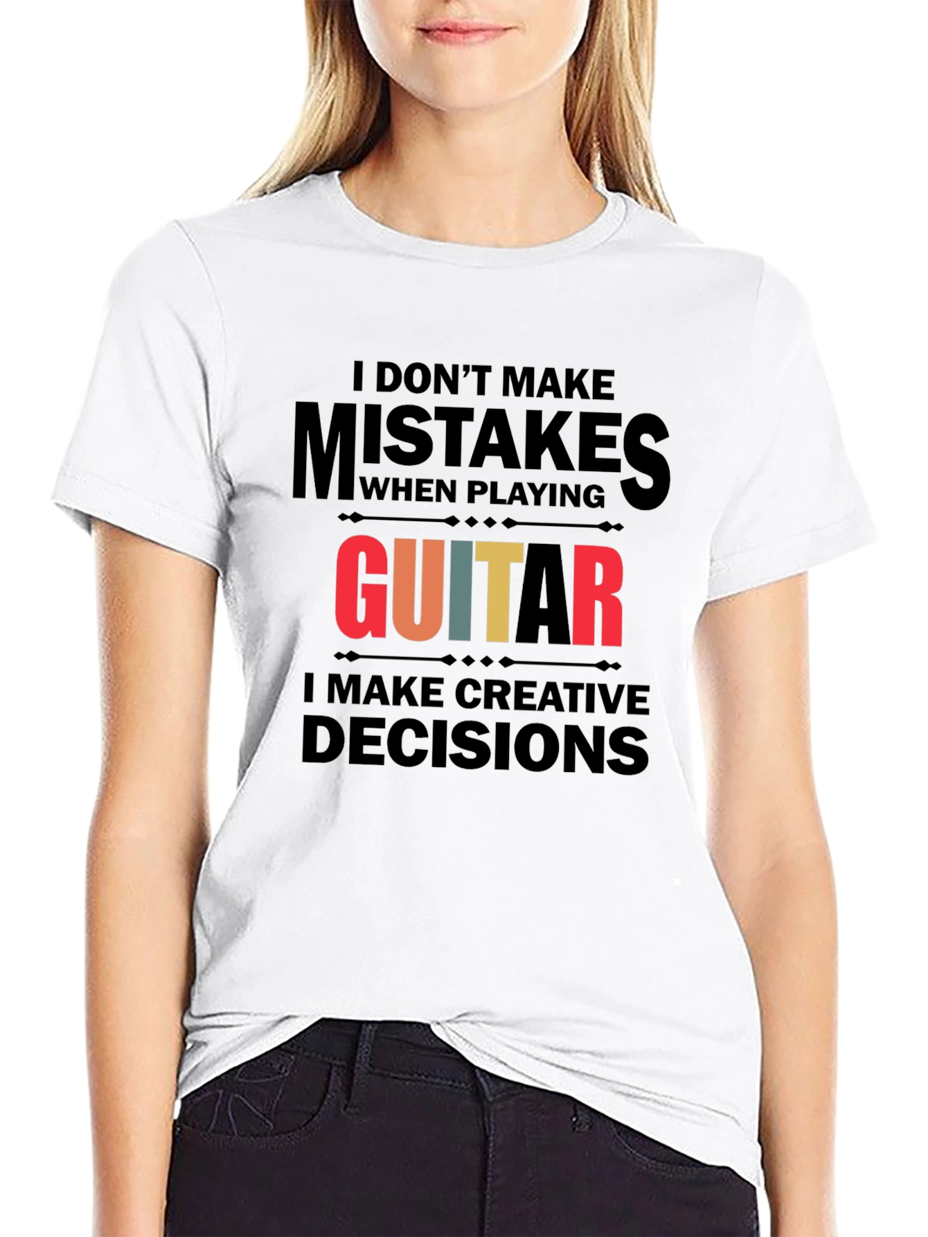 Black Guitar Player Creative Decisions Graphic Tee view 9