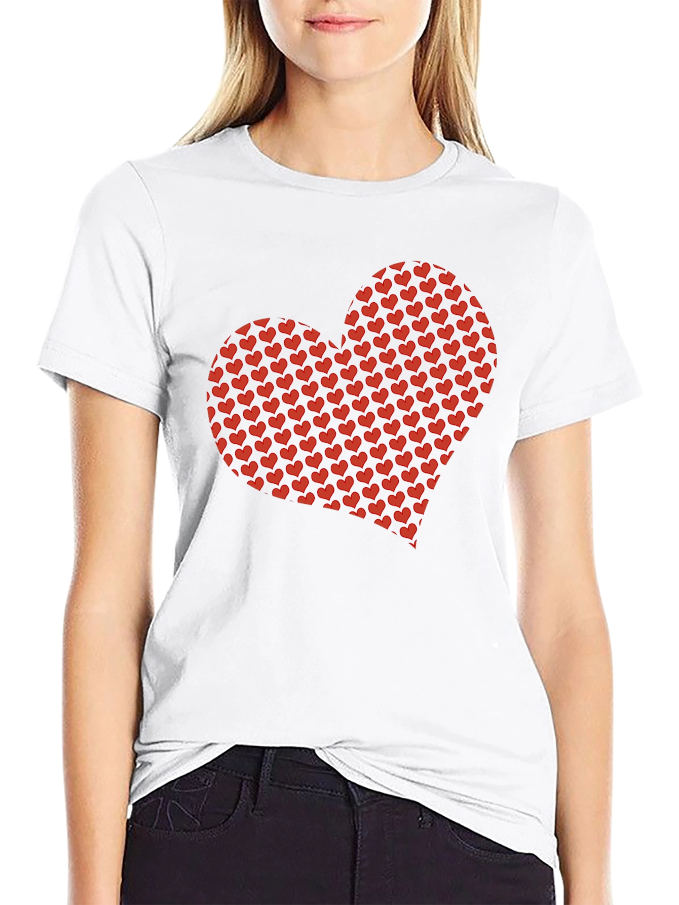 Black Heart Pattern Black T-Shirt view 9
