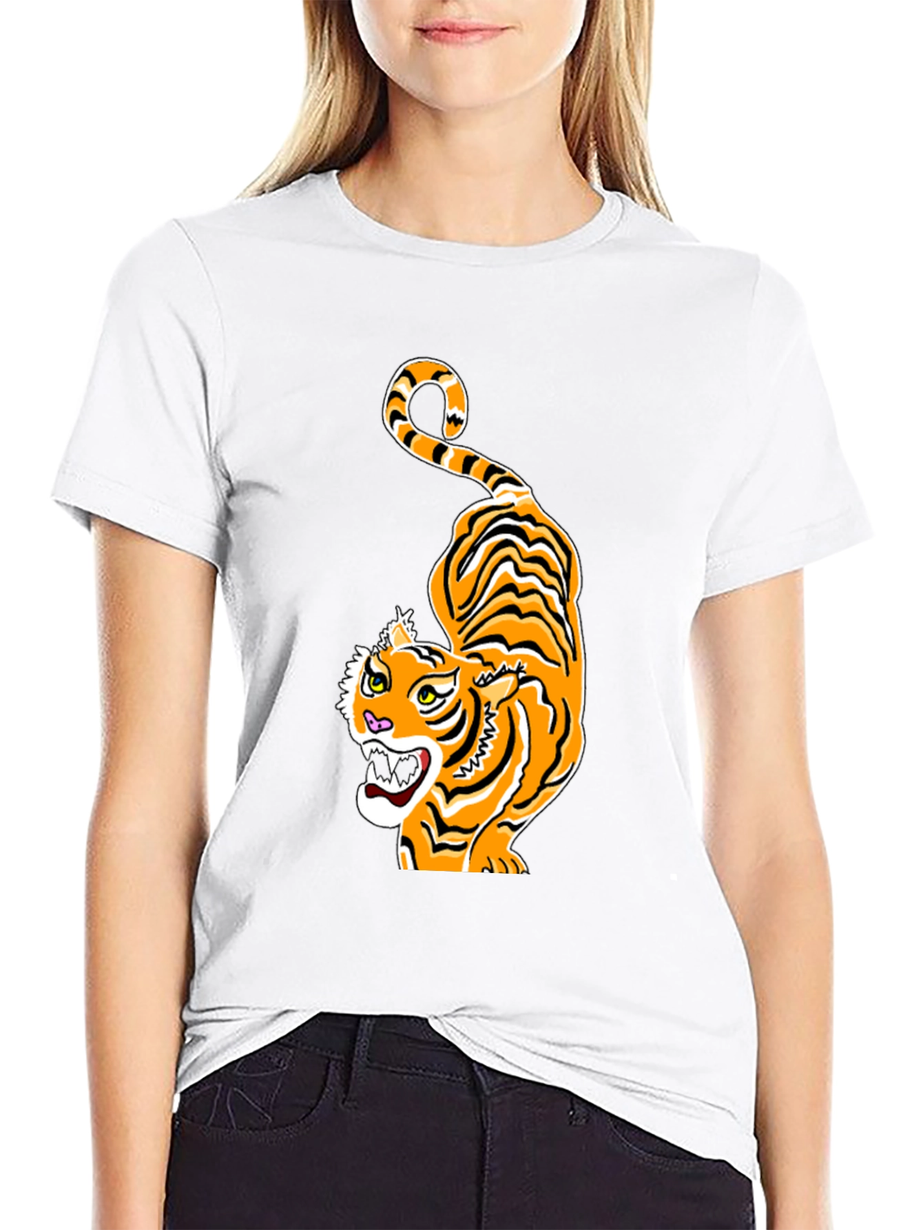 Black Tiger Graphic Tee - Black Crew Neck view 9