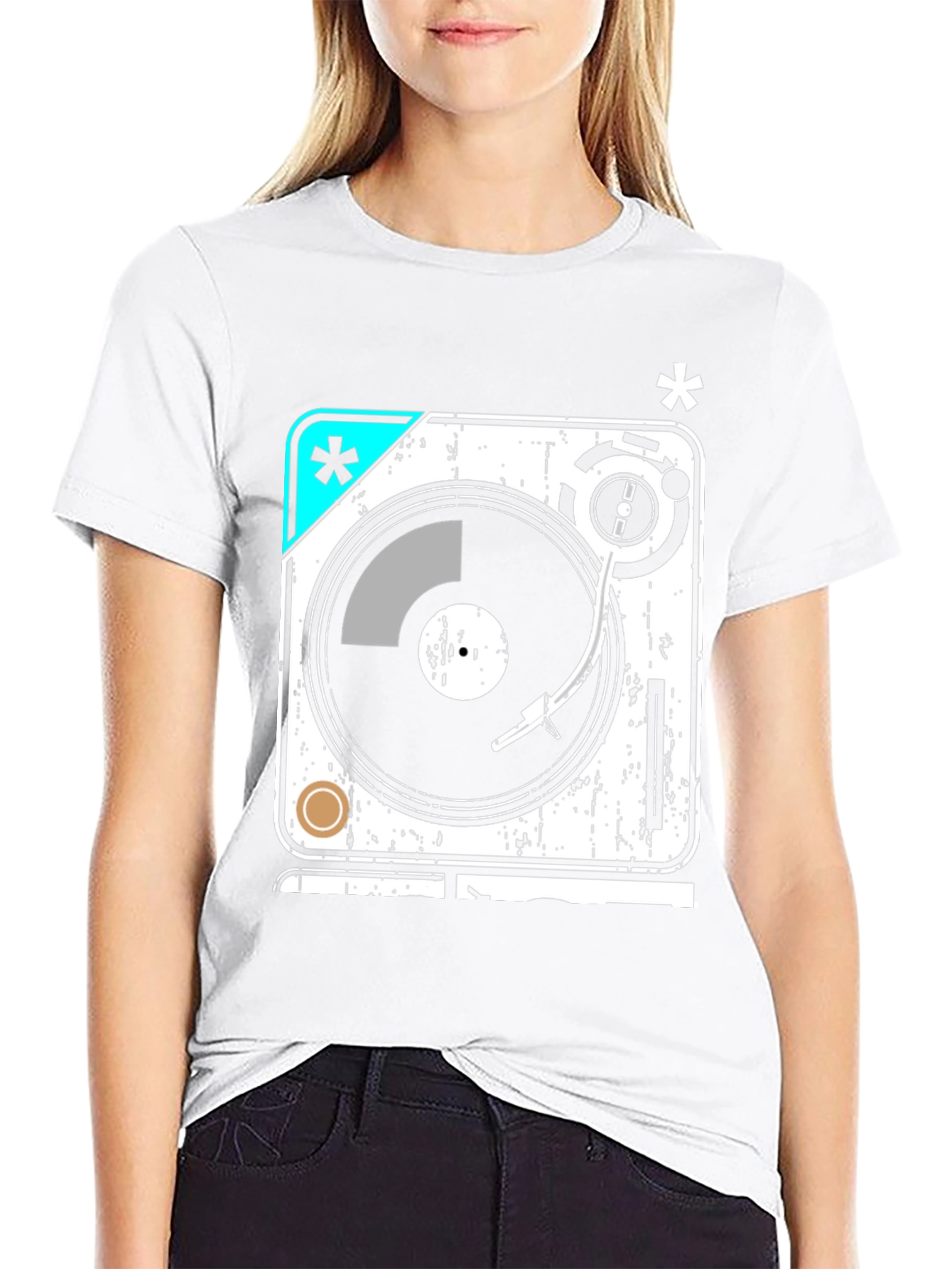 Black Retro Turntable Graphic Tee view 9
