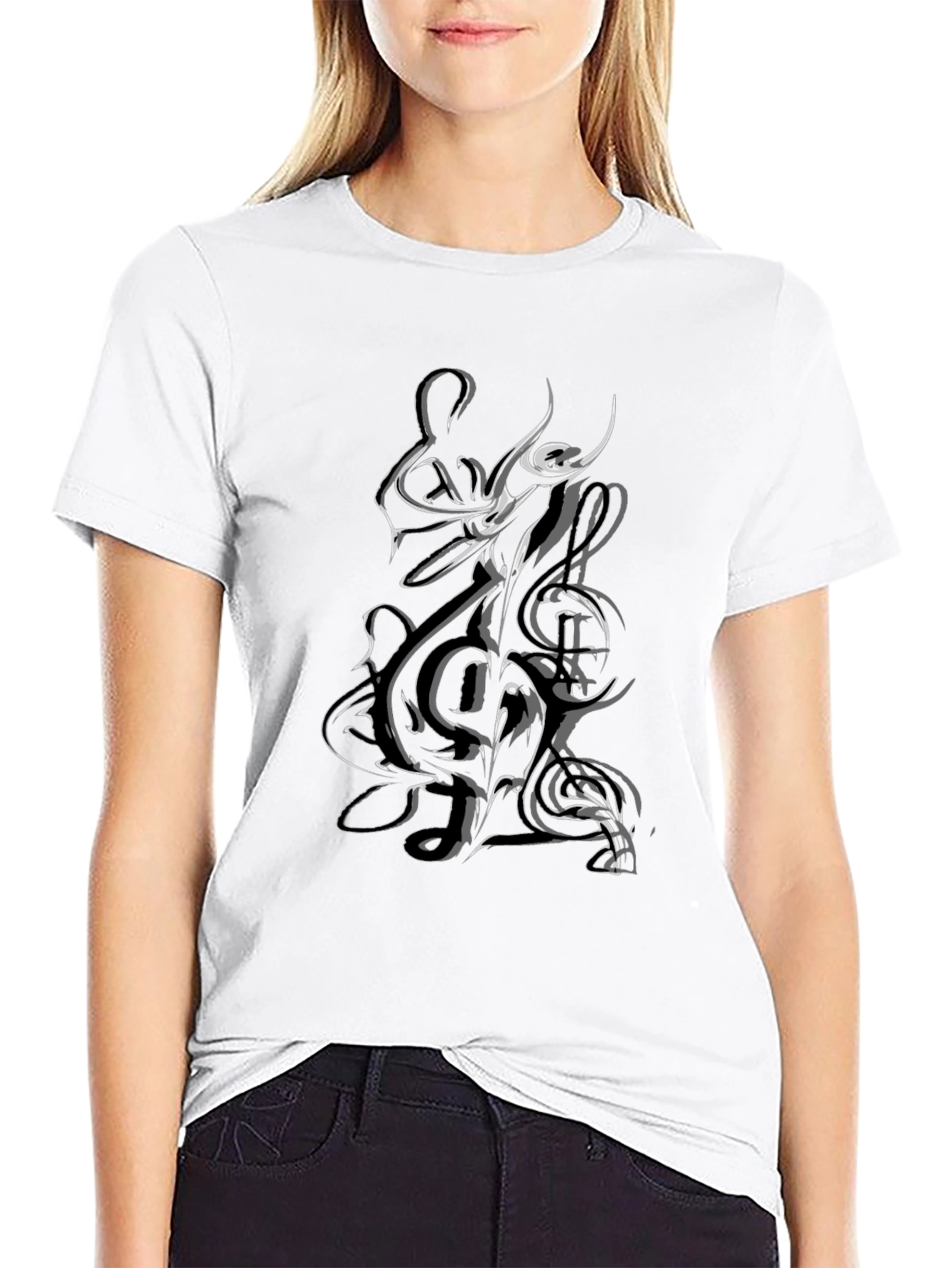 Black Musical Note Graphic Black T-Shirt view 9