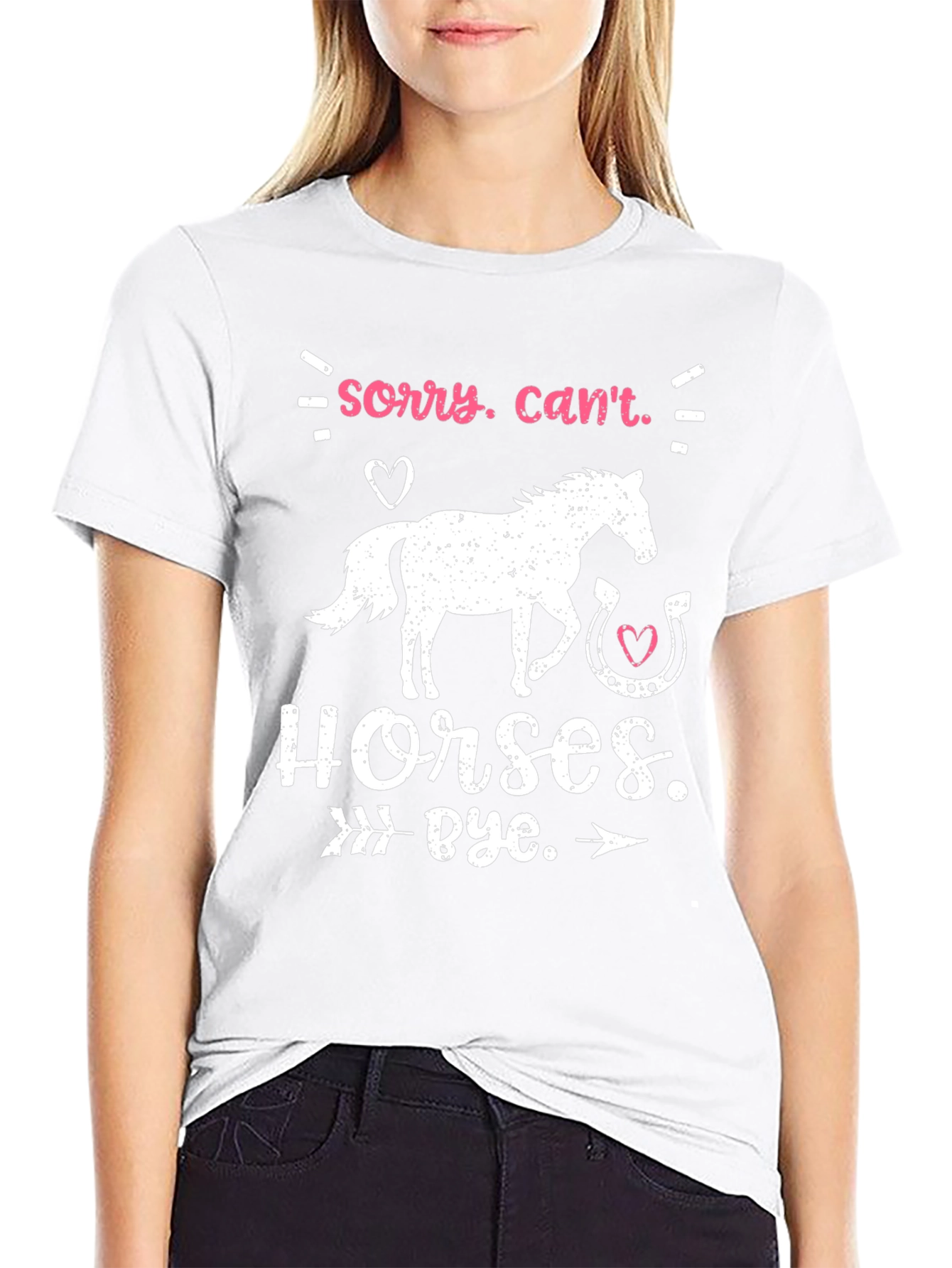 Black Sorry Can't Horses Bye T-Shirt view 9