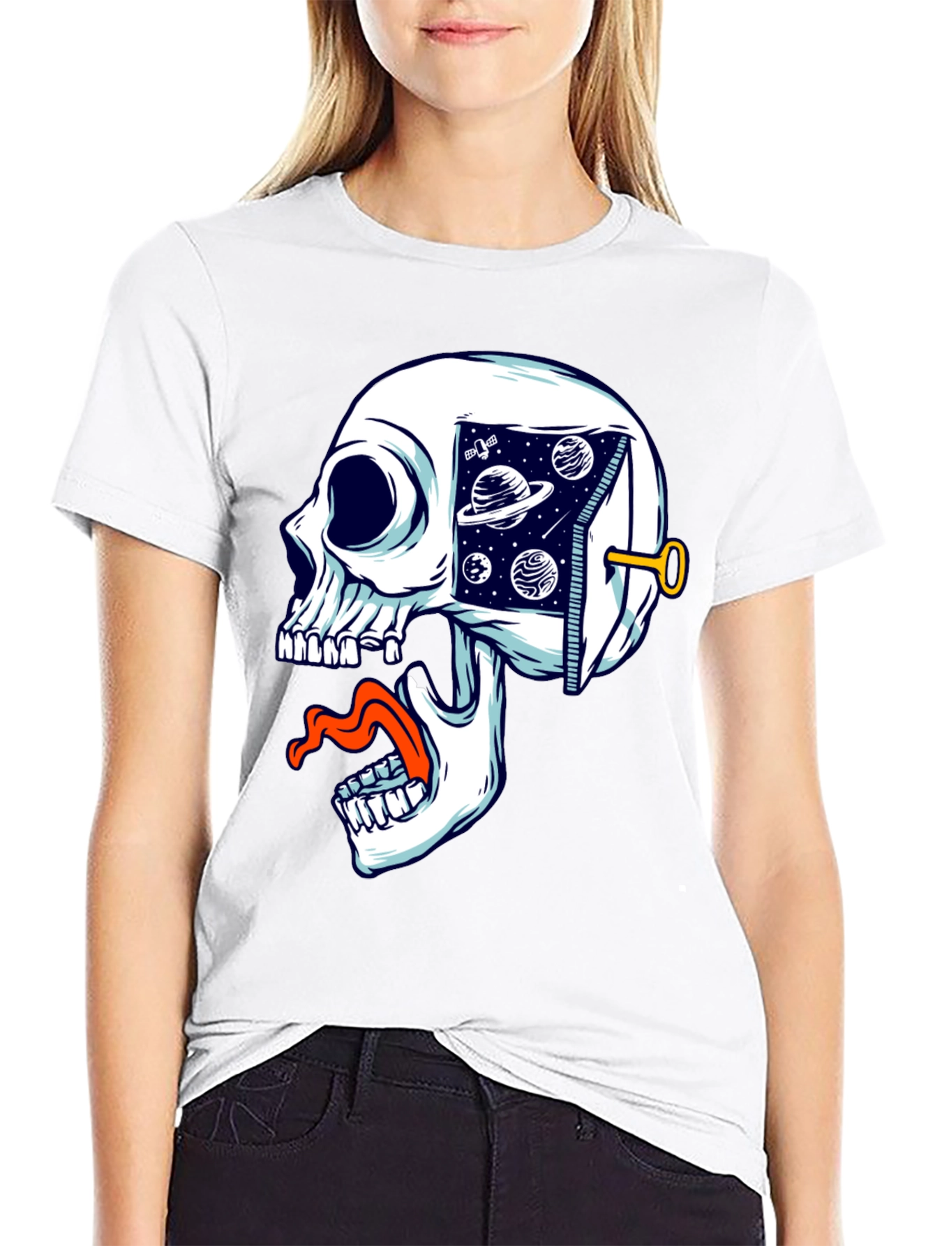 Black Cosmic Skull T-Shirt - Unisex Graphic Tee view 9