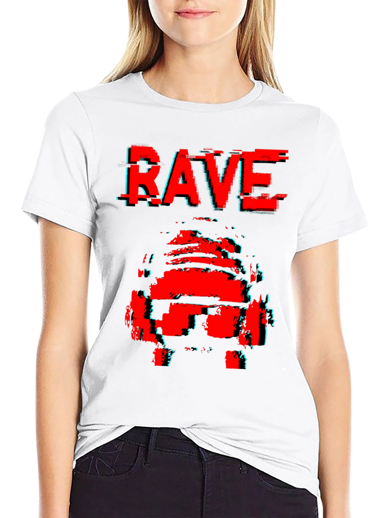 Black Rave Glitch T-Shirt - Retro Style view 9