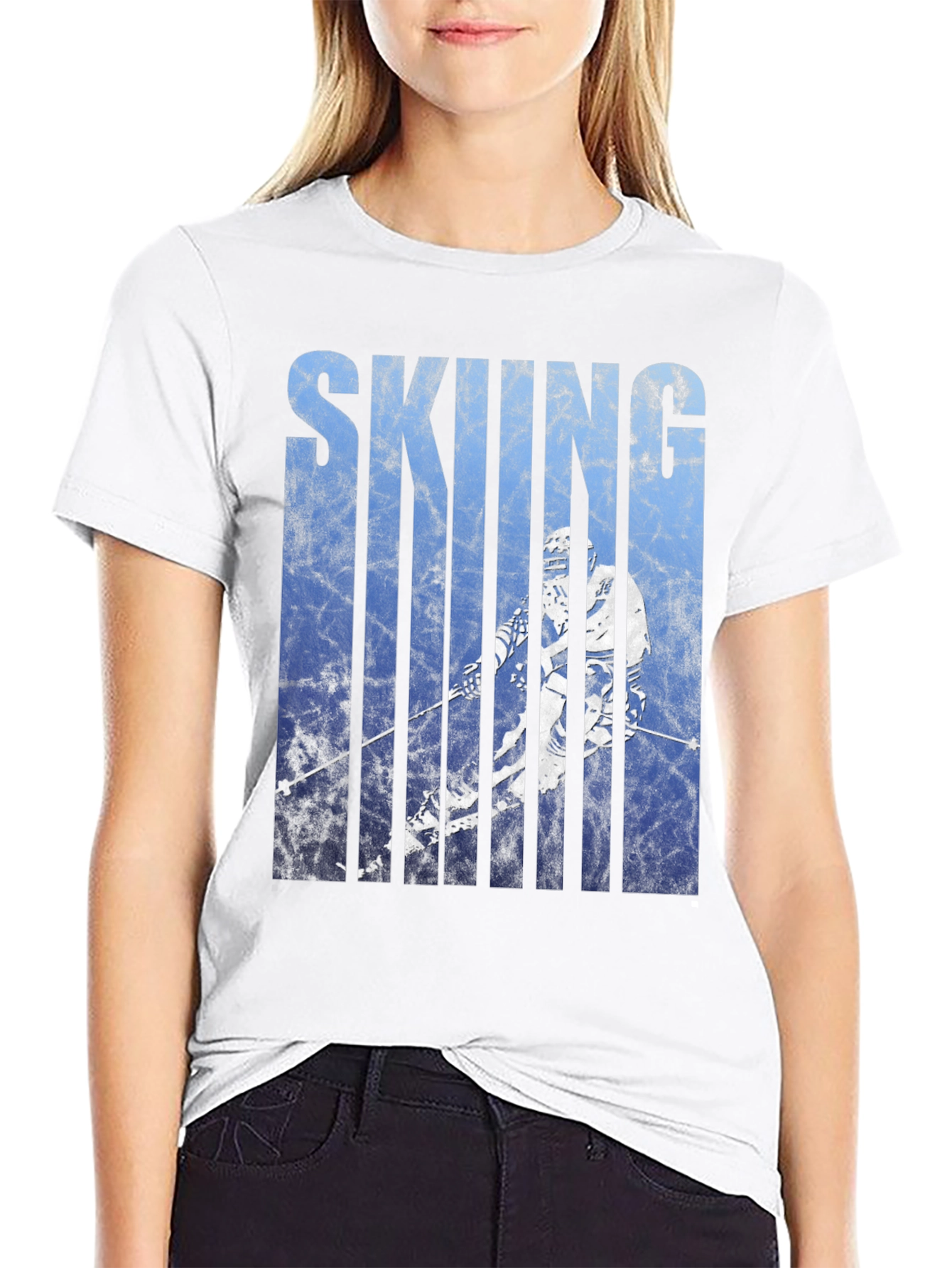 Black Skiing Graphic Tee - Black Cotton Blend view 9