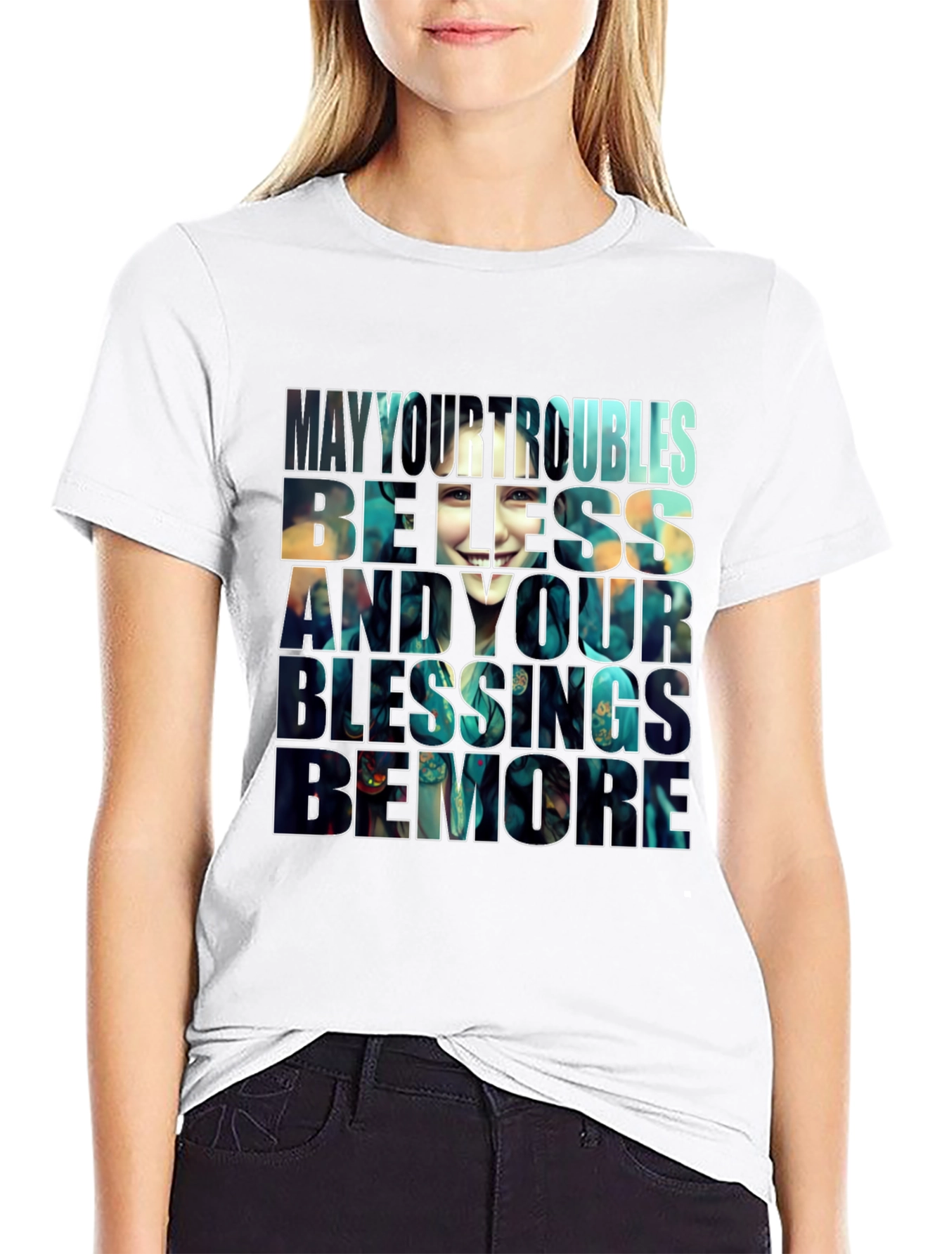 Black Inspirational Graphic T-Shirt - Blessings Design view 9