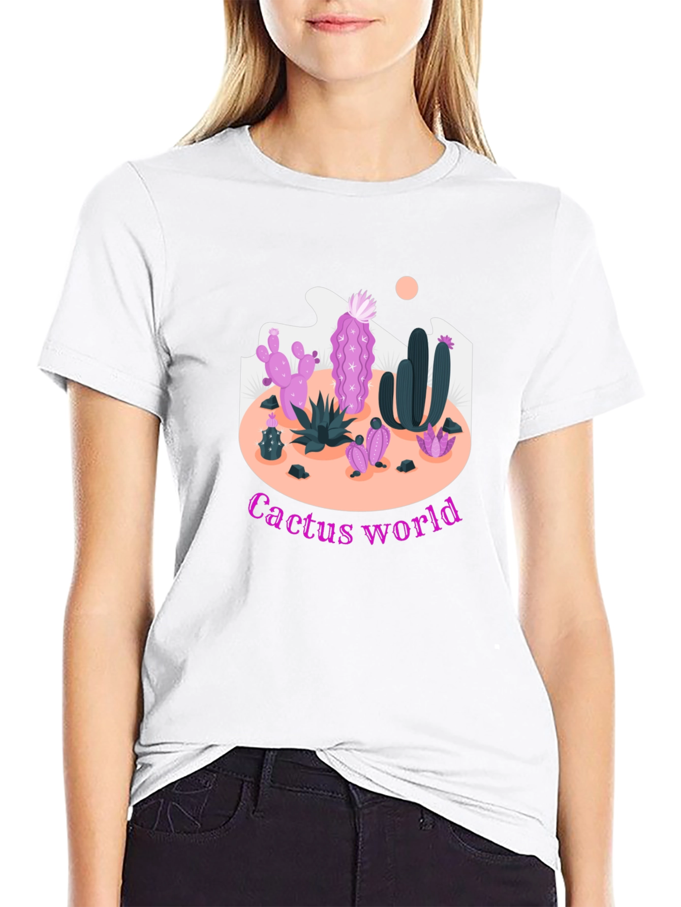 Black Cactus World Graphic Tee - Unique Desert Design view 9
