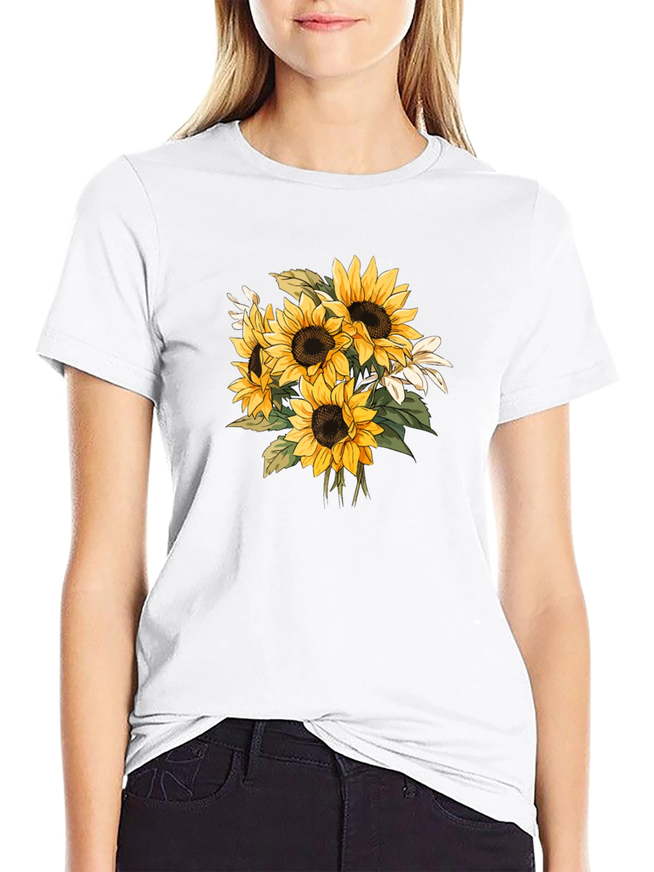 Black Sunflower Graphic Black T-Shirt - Nature Inspired Tee view 9