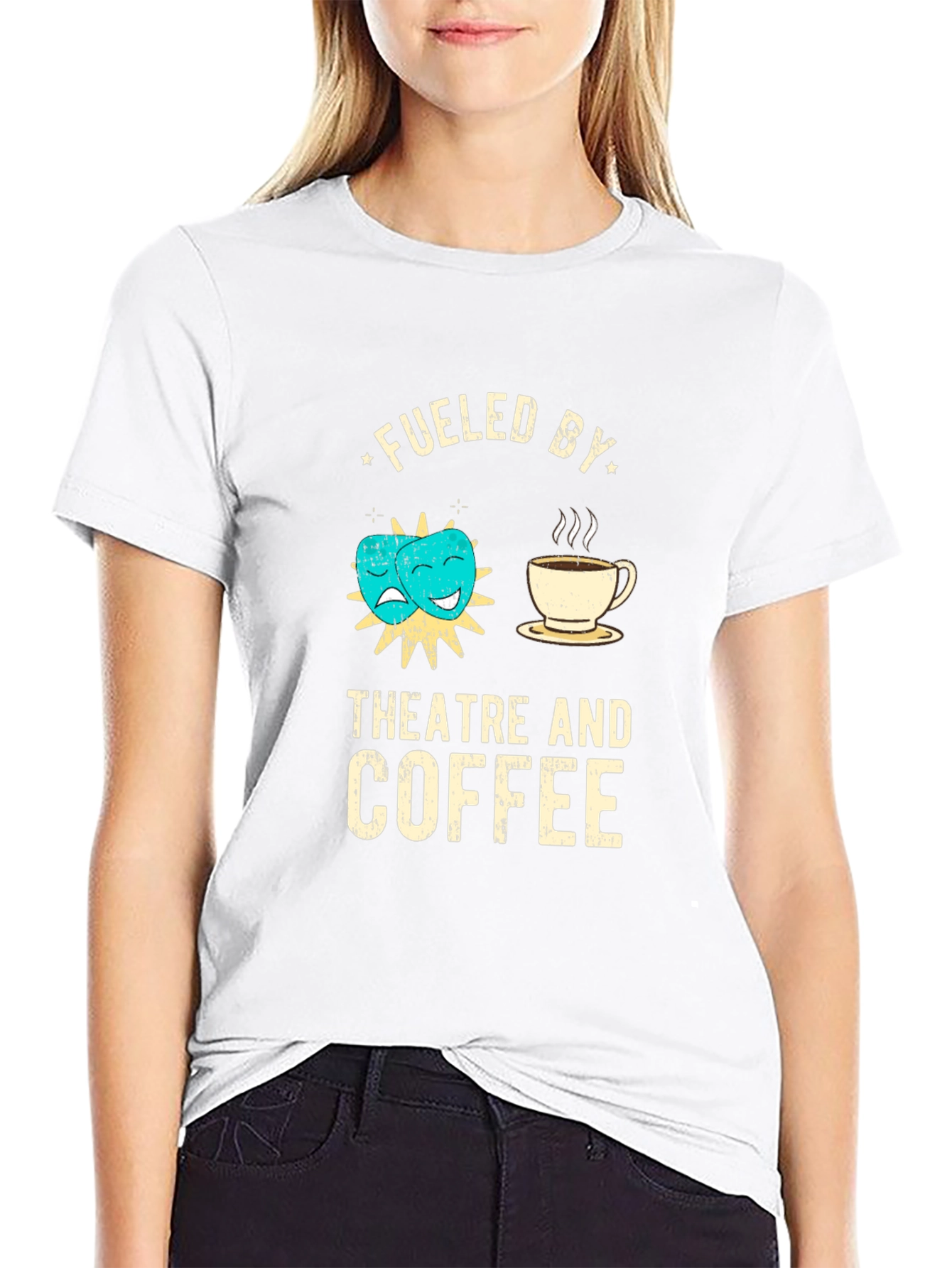 Black Fueled by Theatre and Coffee Black T-Shirt view 9