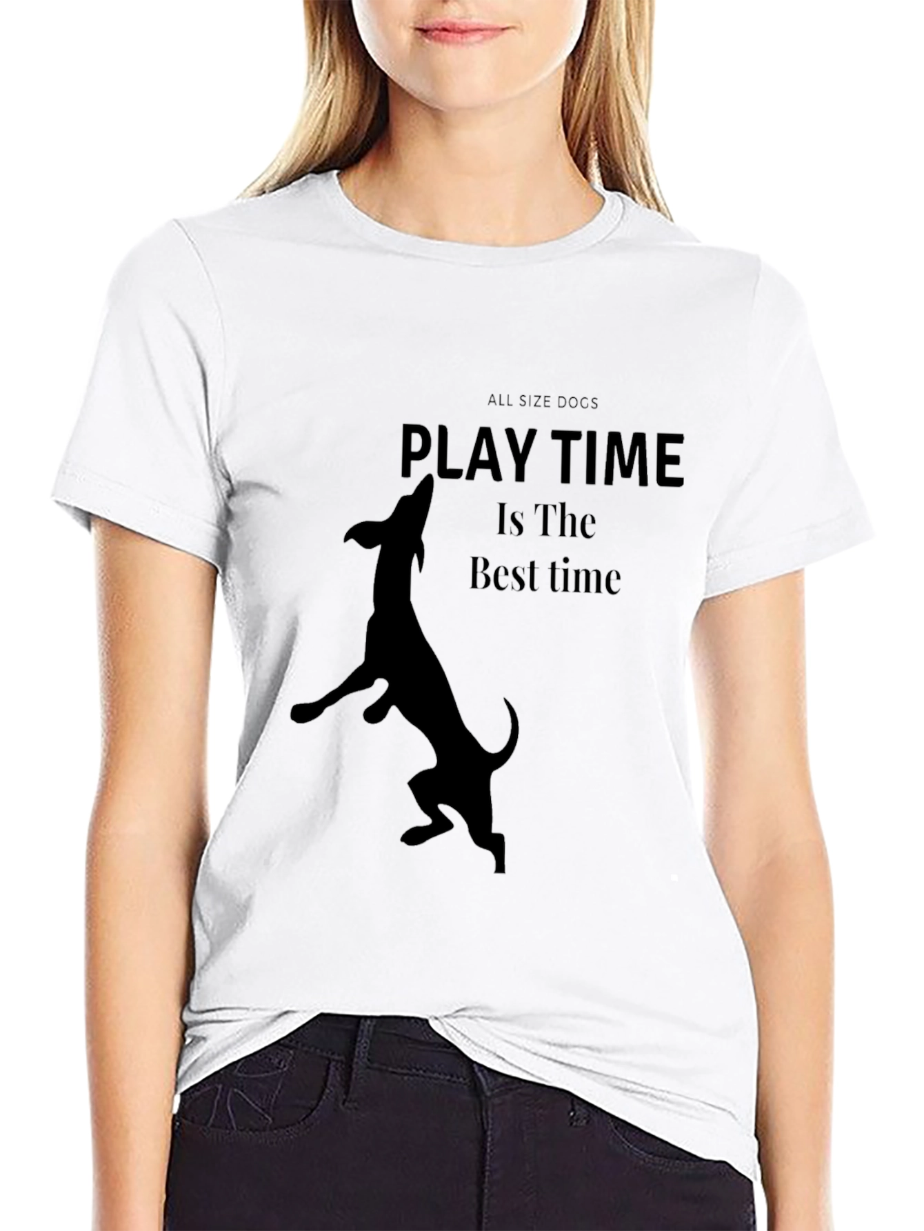 Black Playtime Dog Graphic Tee - Black Cotton Blend view 9