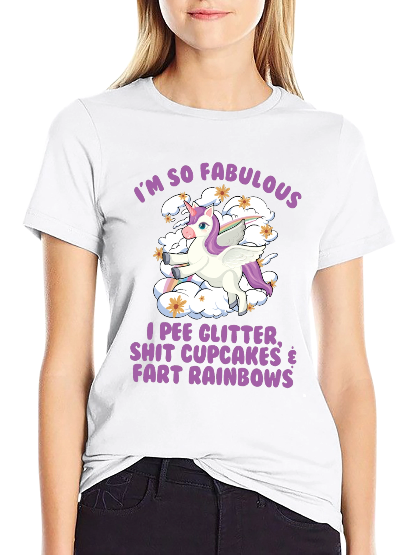 Black Fabulous Unicorn T-Shirt - Glitter, Cupcakes, Rainbows view 9