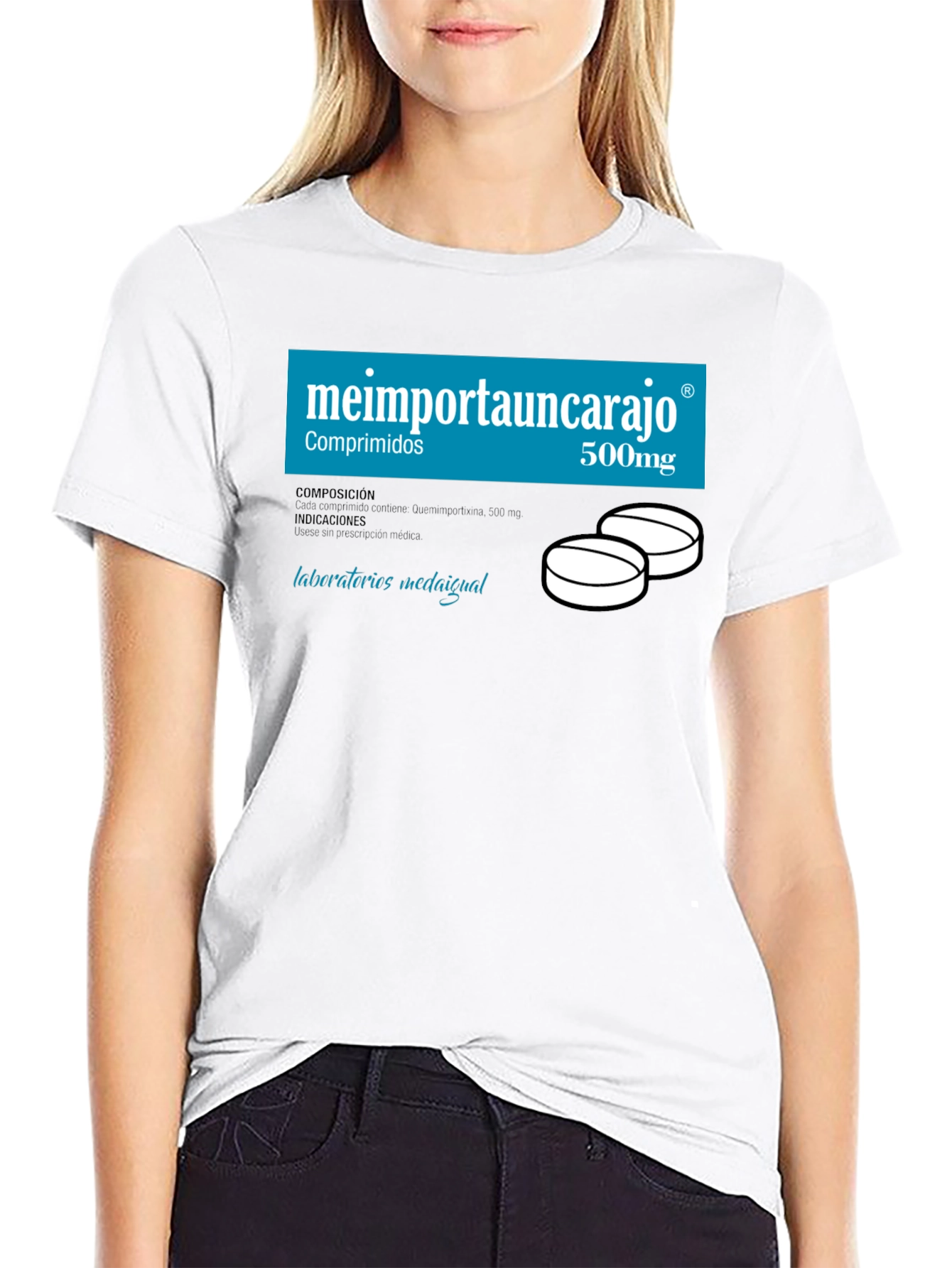 Black Humorous "Me Importa Un Carajo" T-Shirt view 9