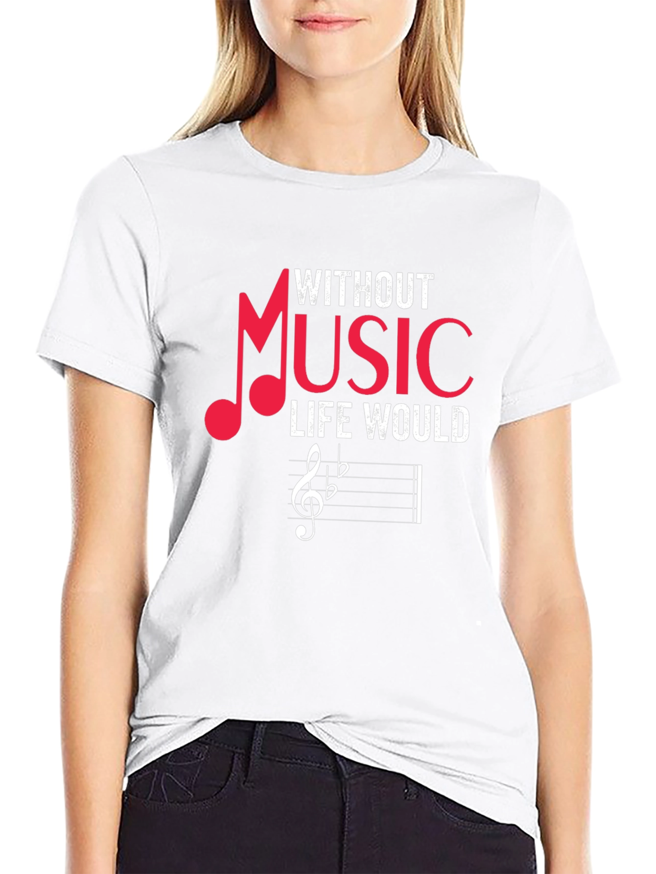 Black Music Lover Graphic Tee - Without Music Life Would... view 9