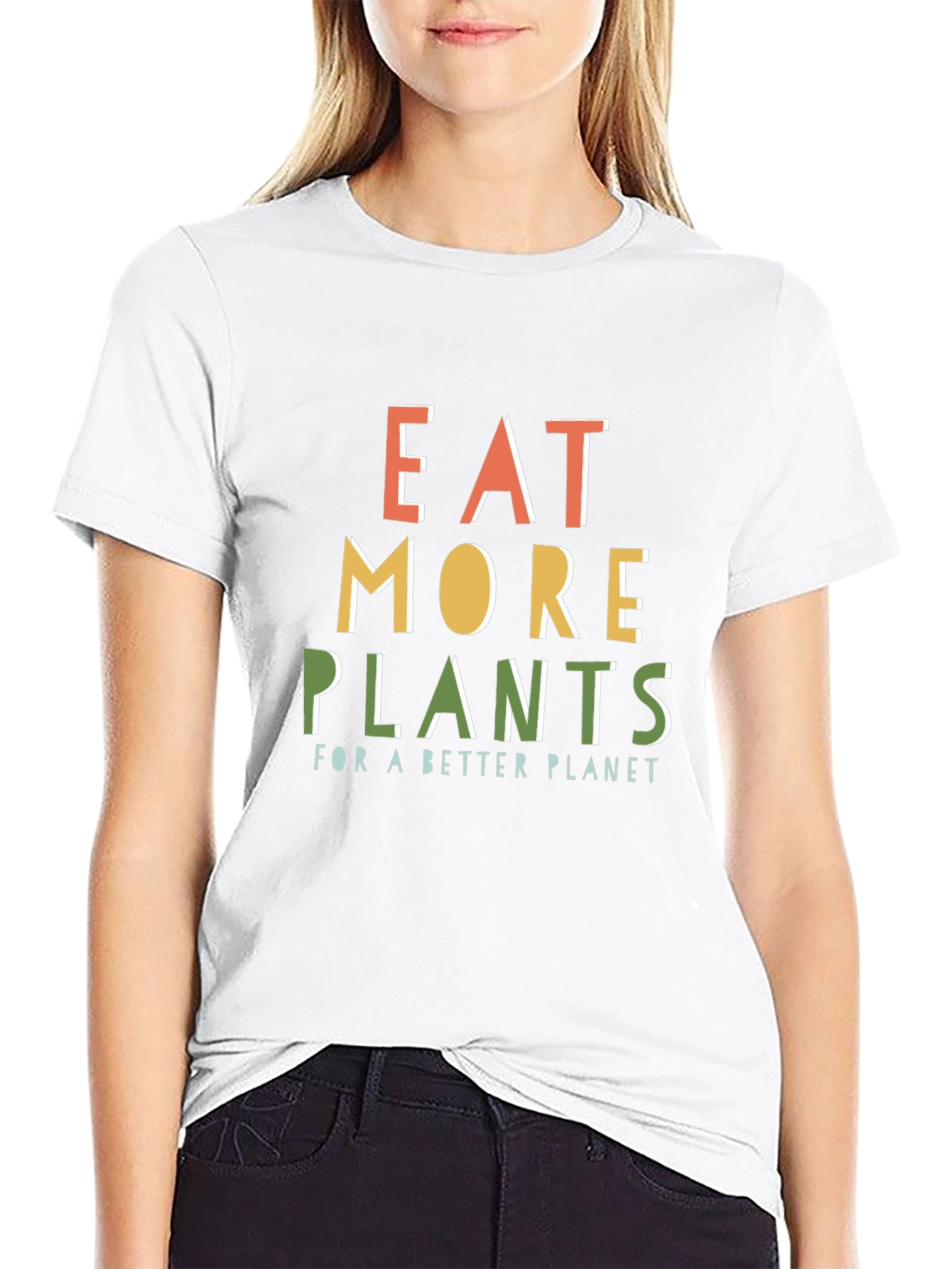 Black Eat More Plants Graphic T-Shirt view 9