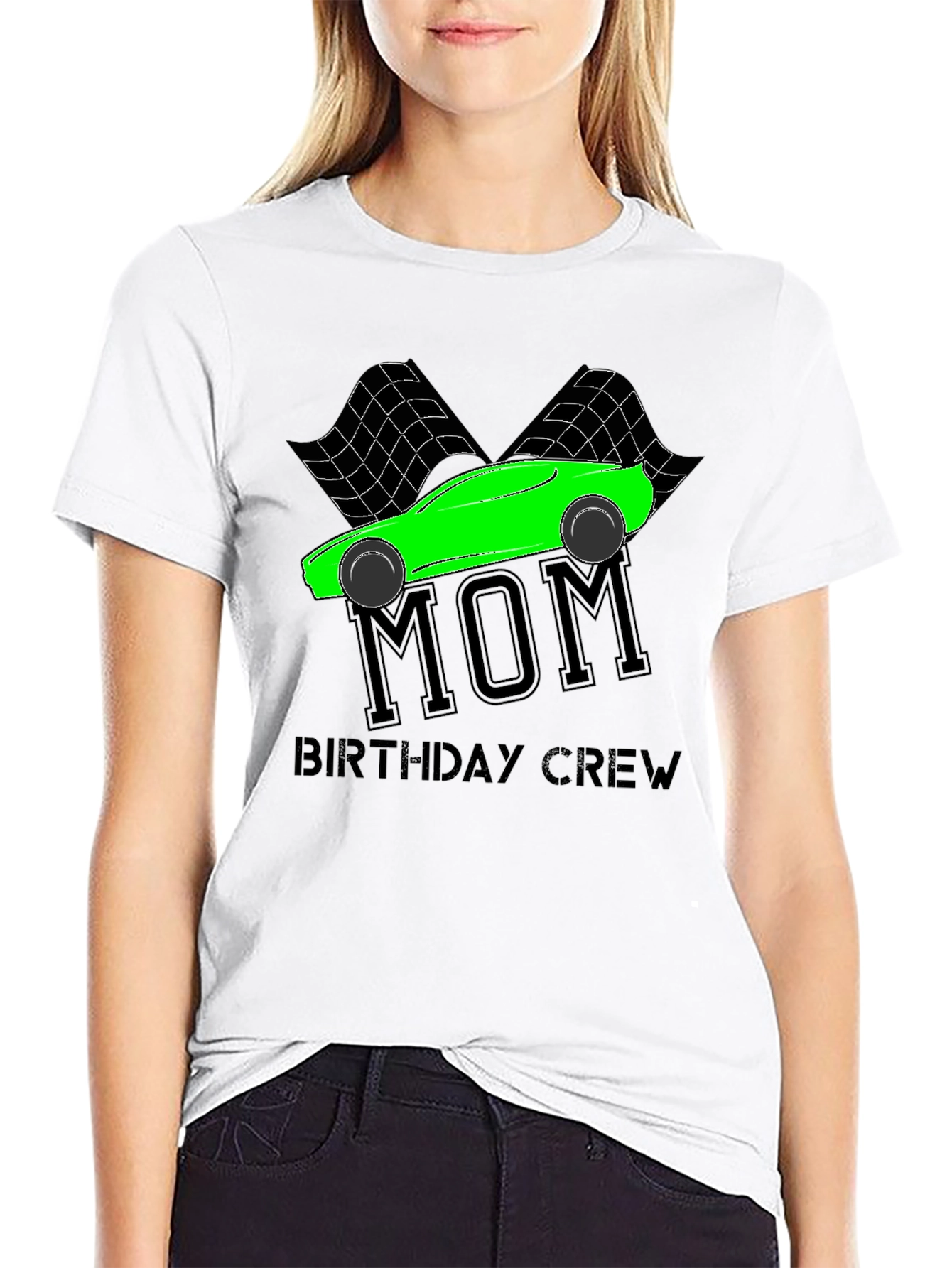 Black Mom Birthday Crew Racing T-Shirt view 9