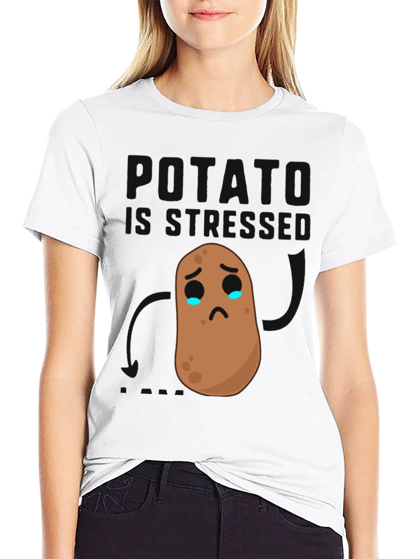 Black Sad Potato Graphic Tee - Black Cotton Comfort view 9