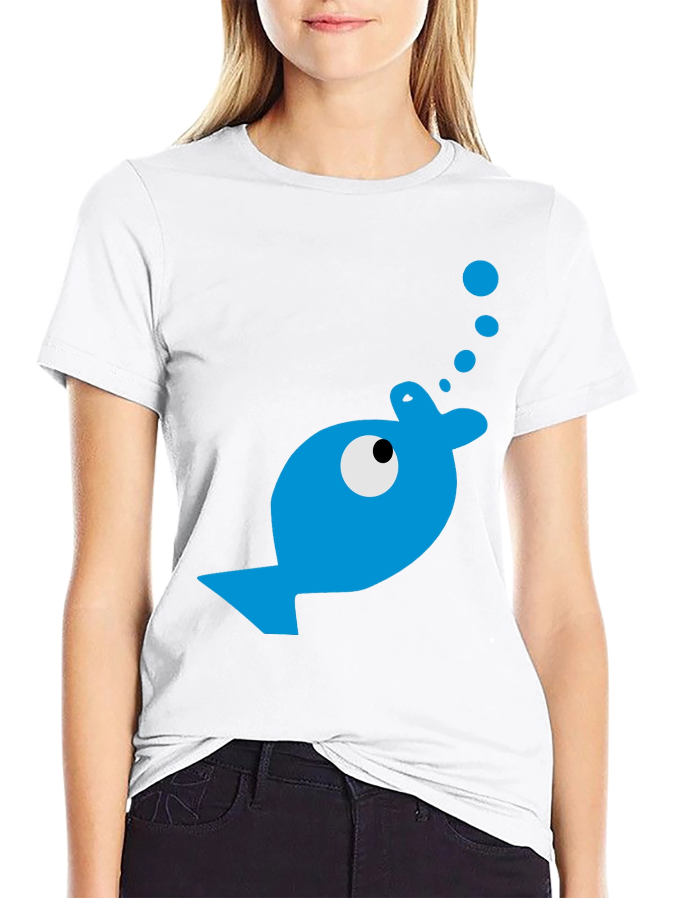 Black Blue Fish Graphic T-Shirt - Casual Comfort view 9