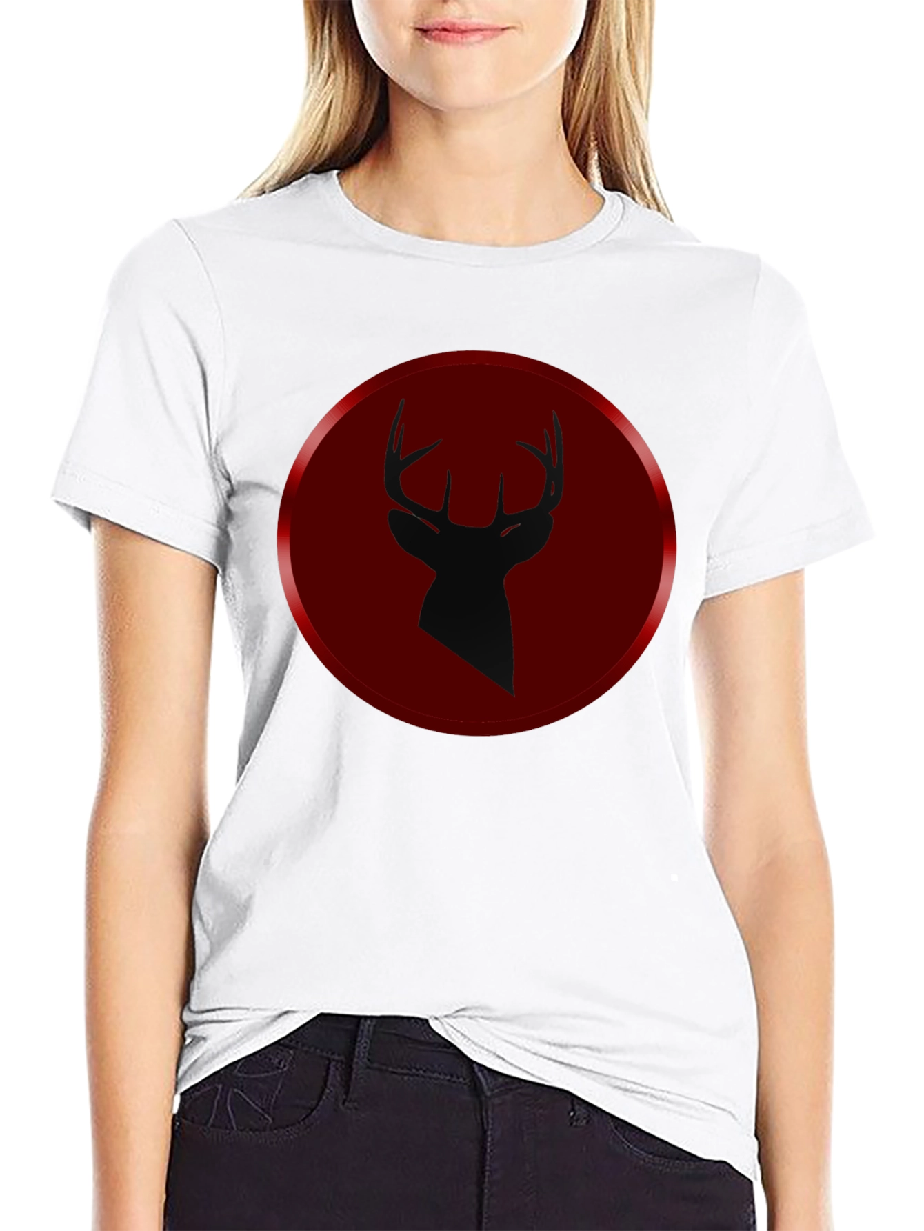 Black Deer Silhouette Graphic Tee - Men's Black T-Shirt view 9