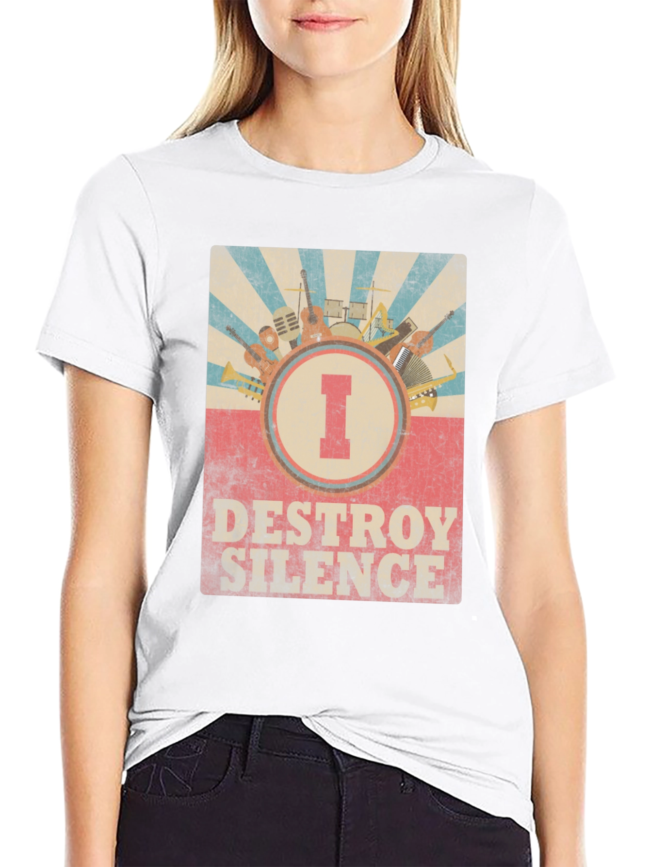 Black Destroy Silence Music T-Shirt view 9