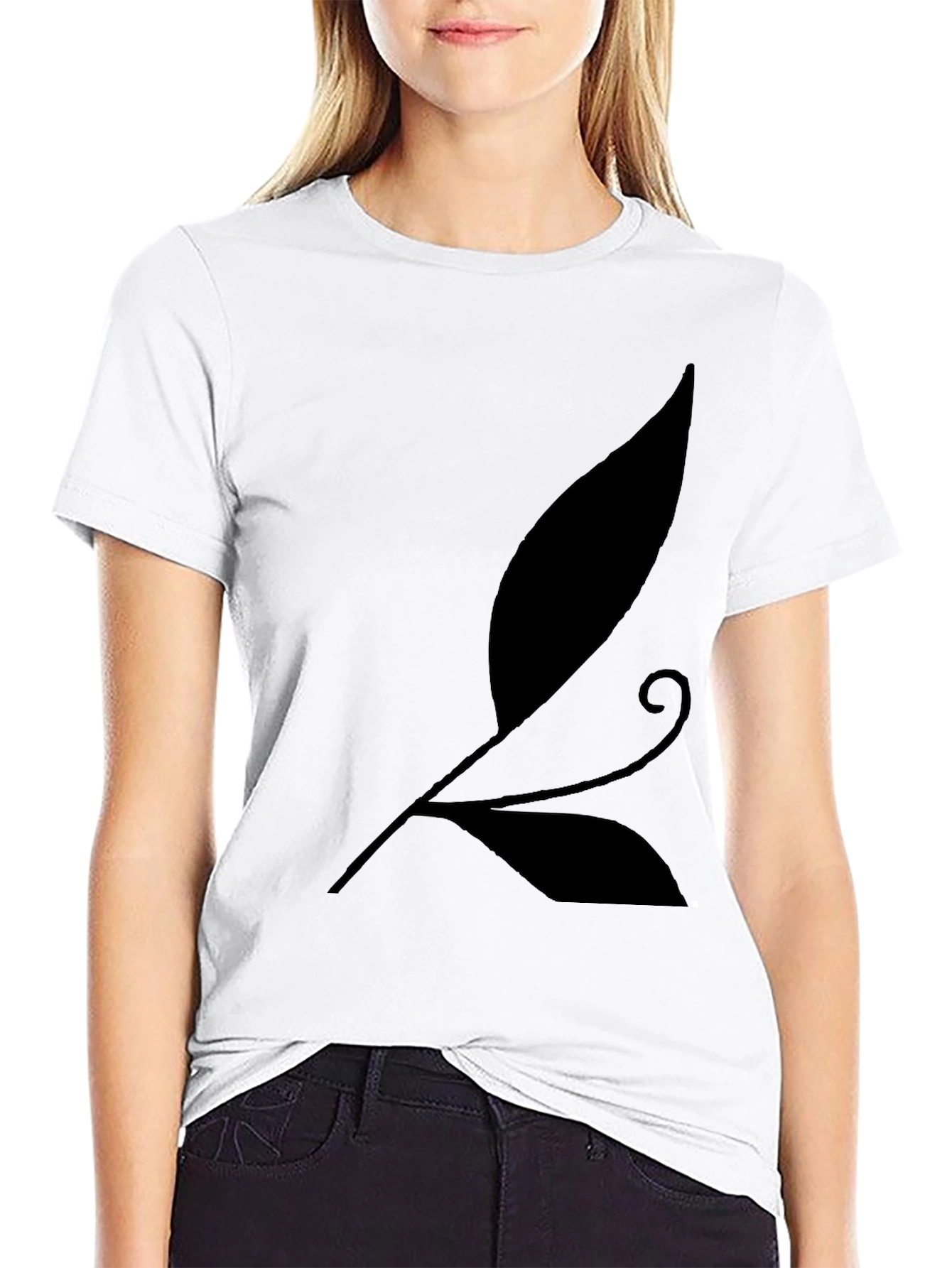 Black Elegant Leaf Design Black T-Shirt - Stylish & Unique view 9
