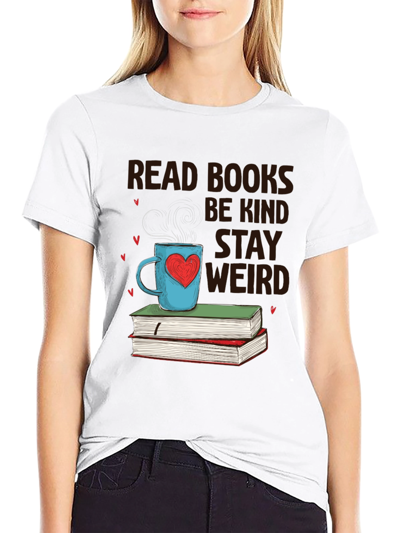 Black Read Books Be Kind Stay Weird T-Shirt view 9