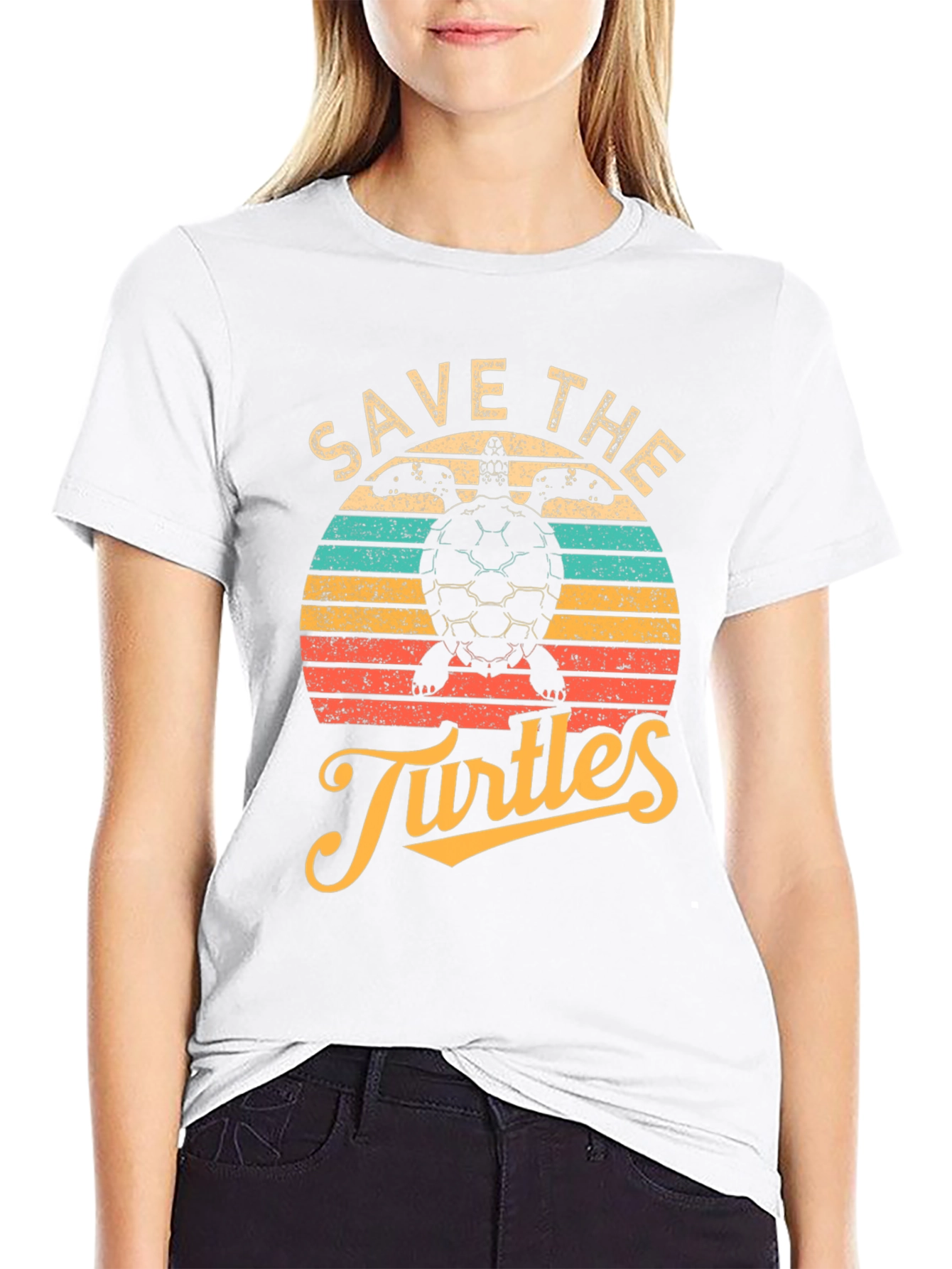 Black Save the Turtles Black Graphic T-Shirt view 9