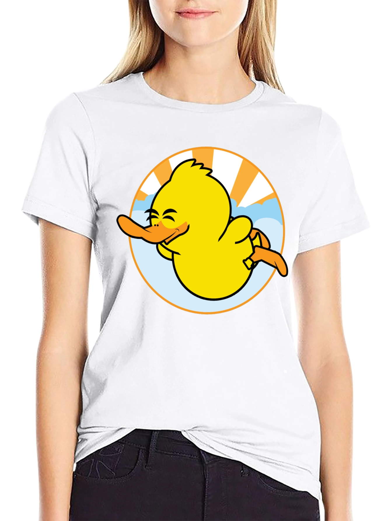 Black Happy Duck Graphic Tee - Fun Black T-Shirt view 9