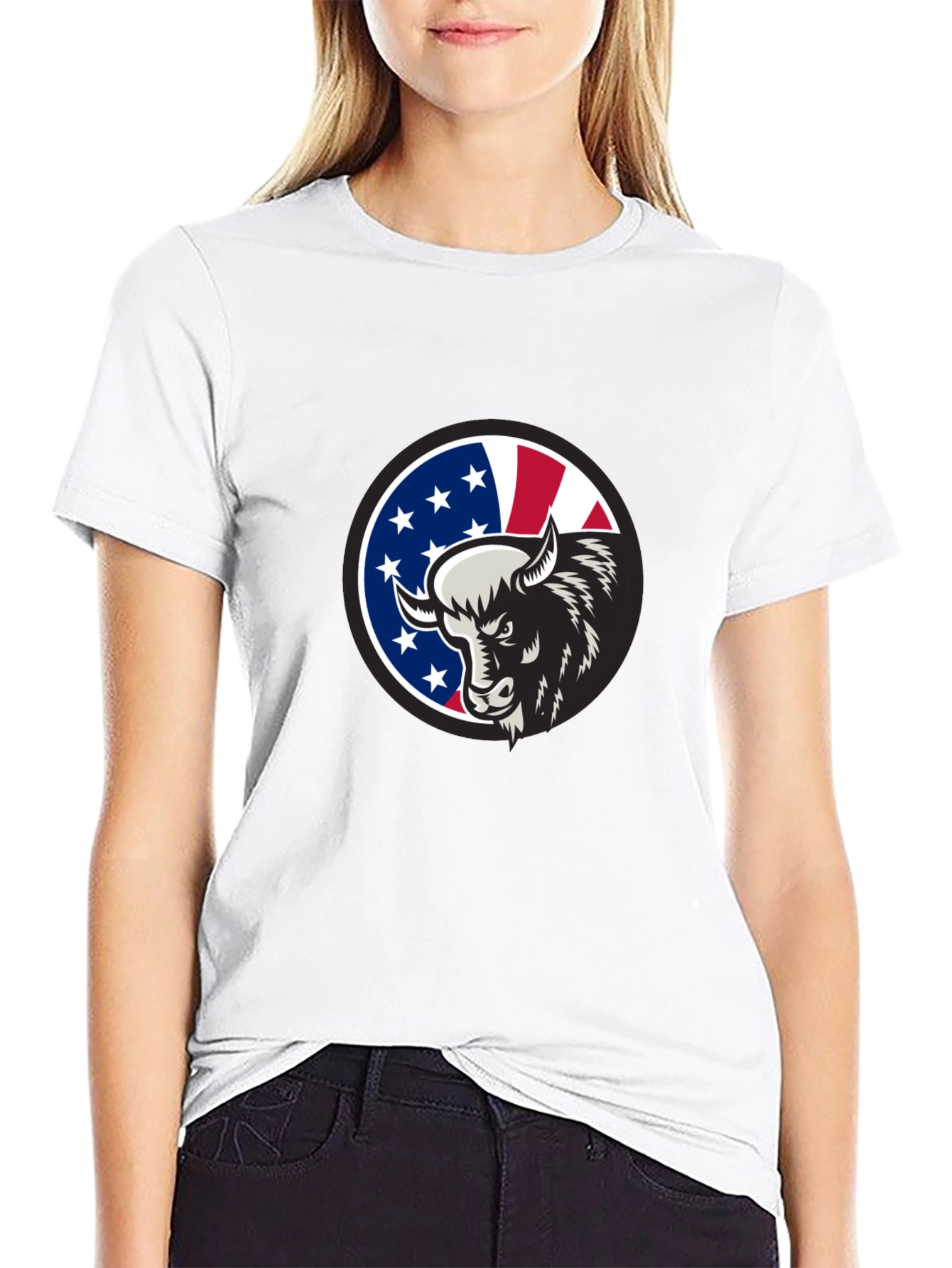 Black American Bison Graphic Tee - Black Cotton Blend view 9