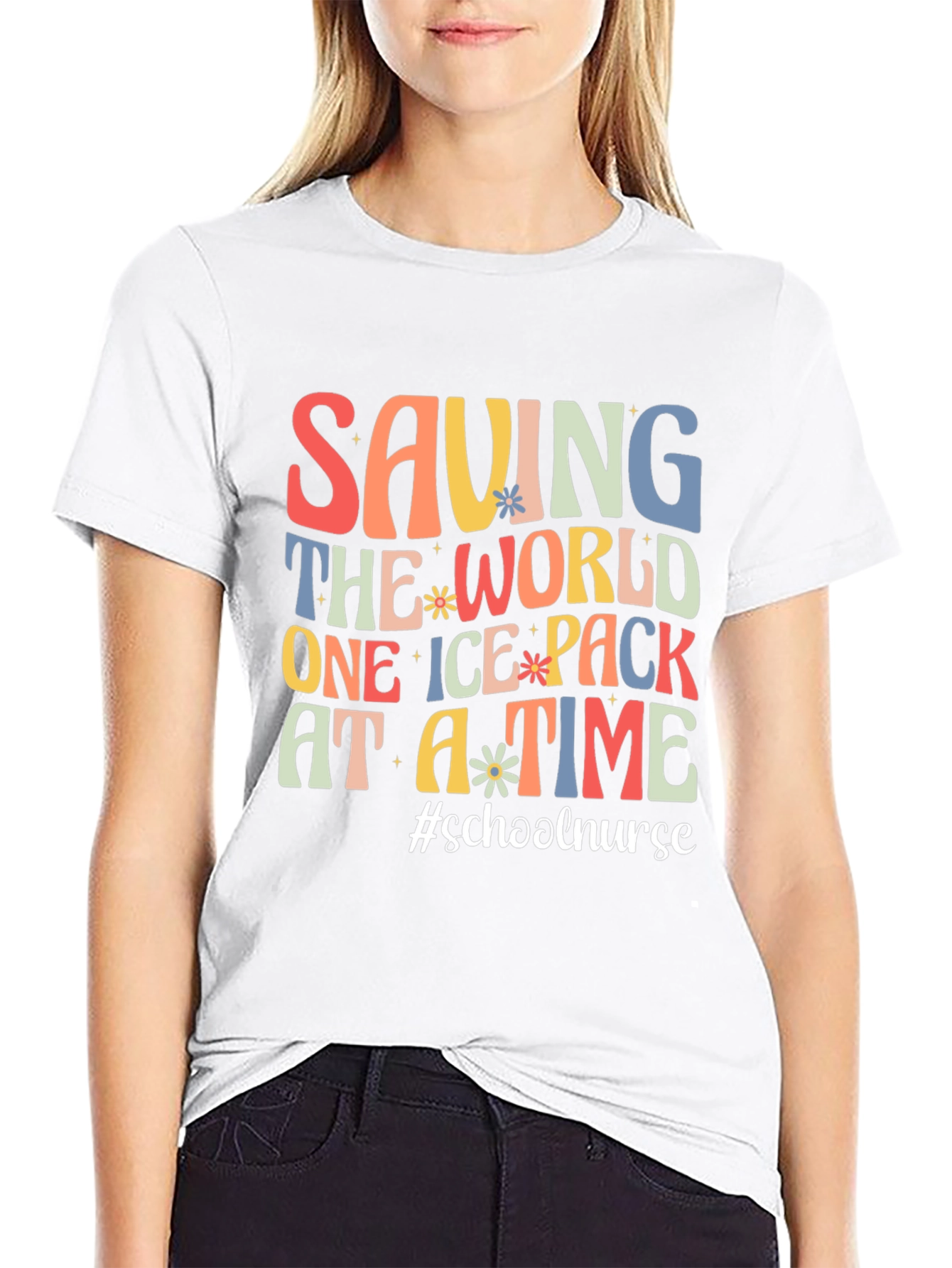 Black Saving The World School Nurse T-Shirt view 9