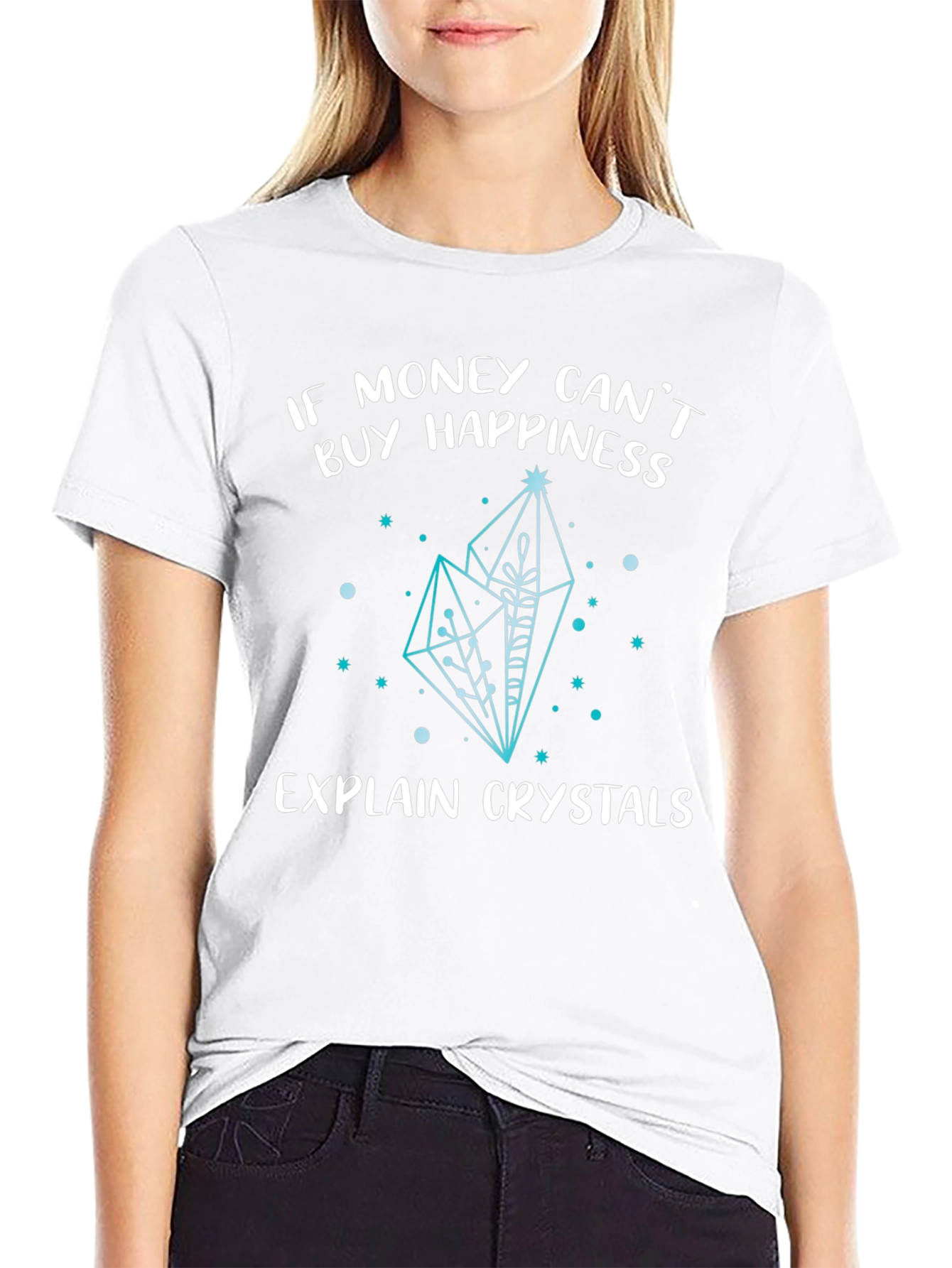 Black Crystals Happiness Graphic Tee Shirt view 9