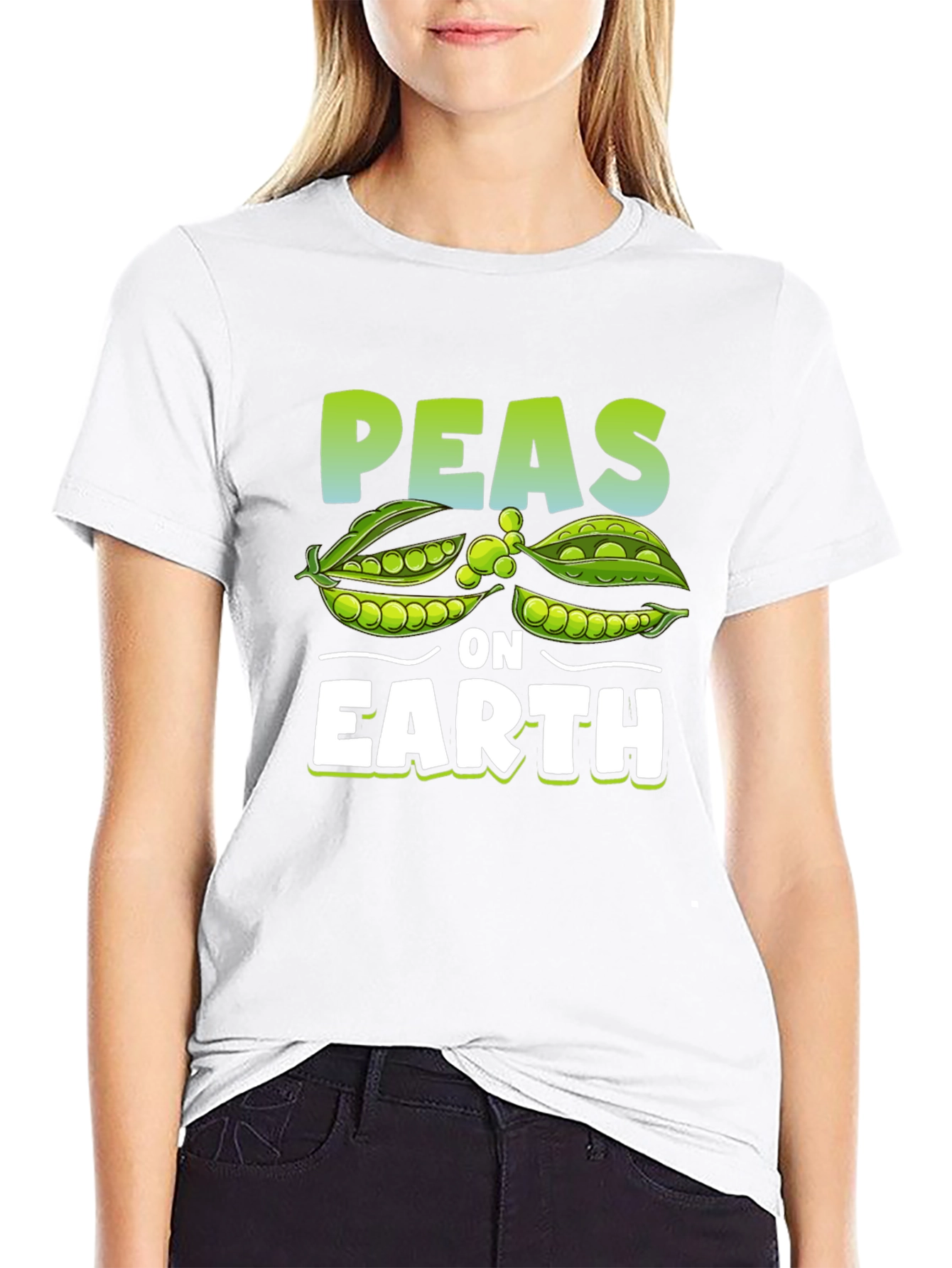 Black Peas on Earth Graphic T-Shirt - Vegan Humor Tee view 9
