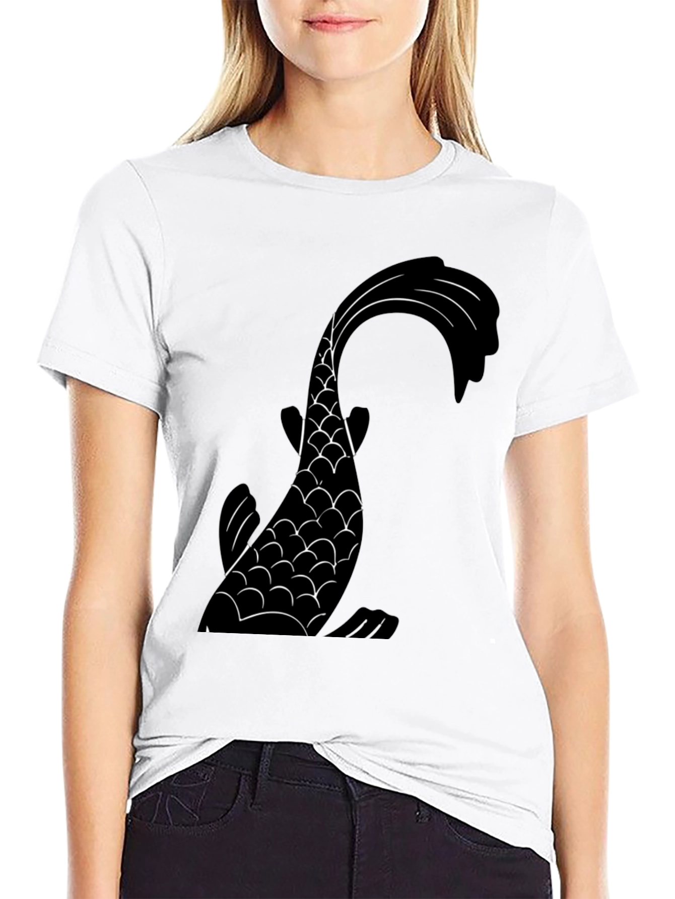 Black Koi Fish Graphic Tee - Stylish Black T-Shirt view 9