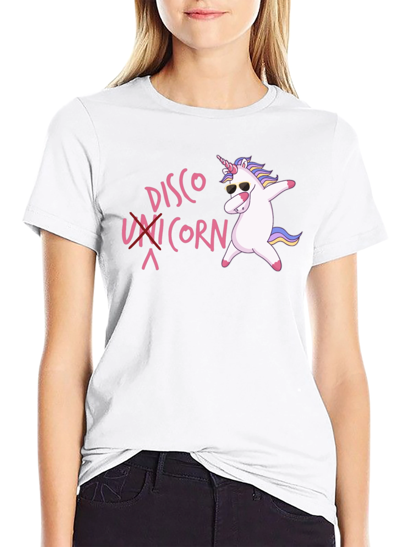 Black Disco Unicorn Graphic Black T-Shirt view 9