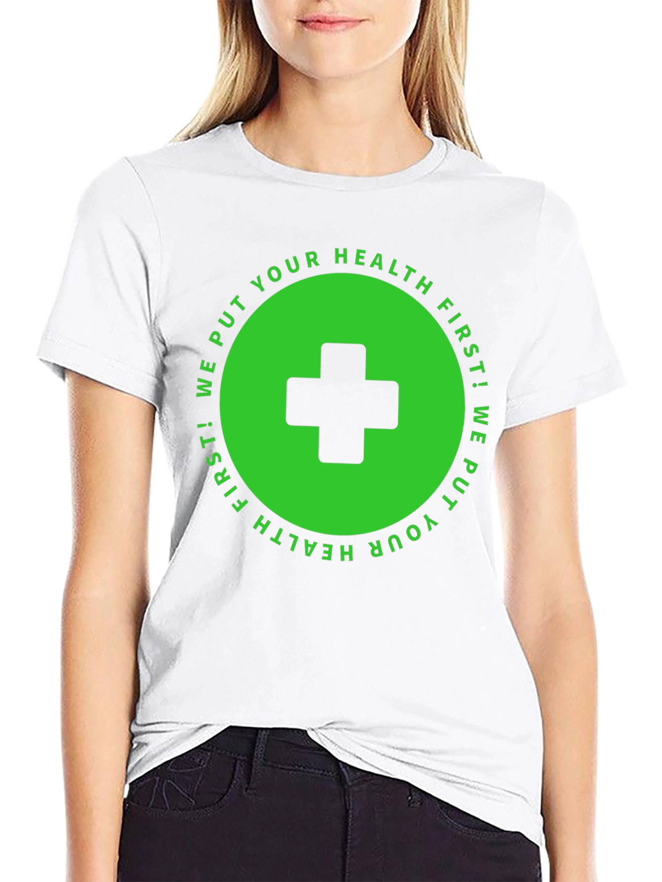 Black Health First T-Shirt: Black with Medical Cross Design view 9
