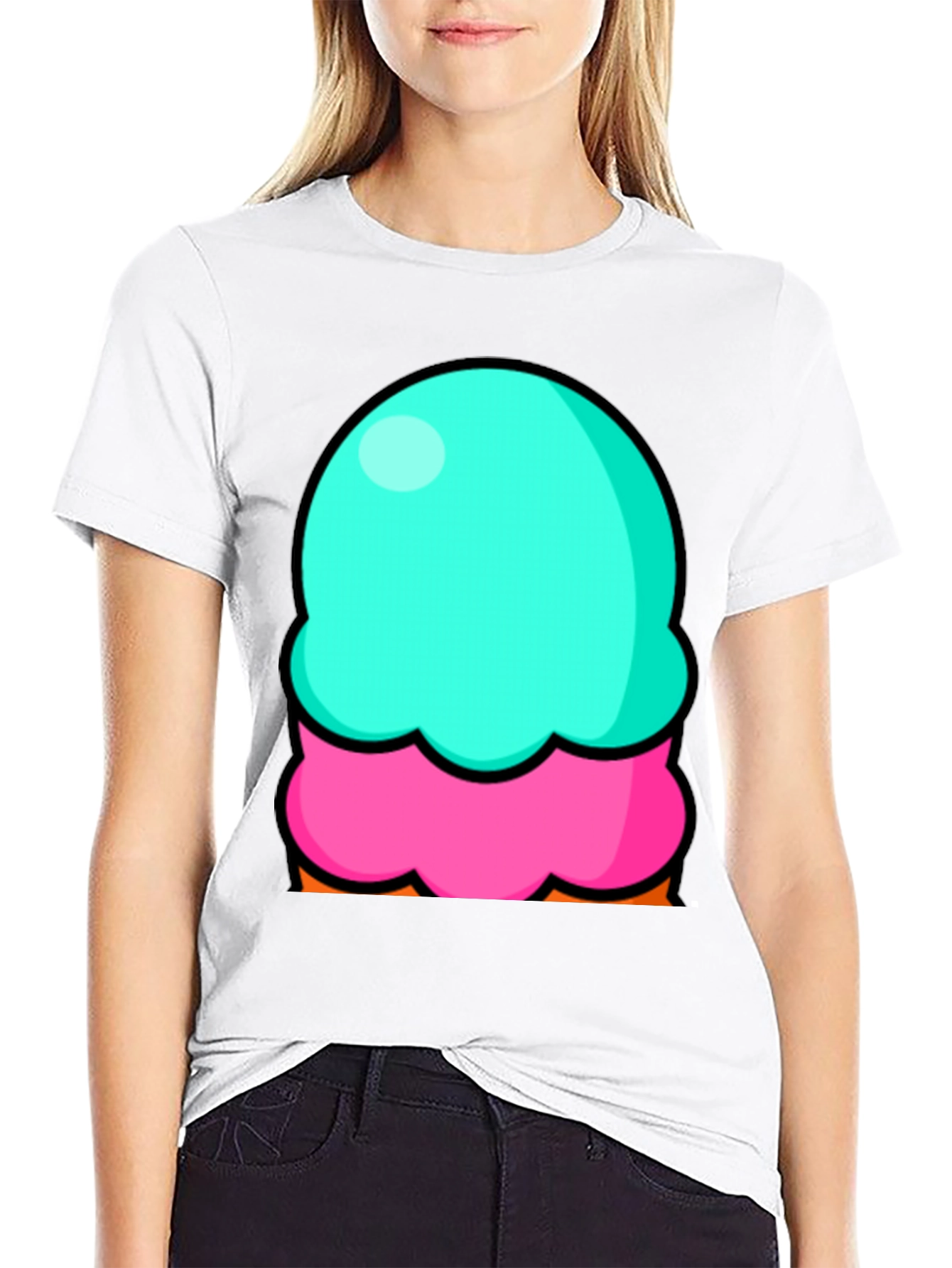 Black Fun Ice Cream Graphic Tee - Black Cotton Blend T-Shirt view 9