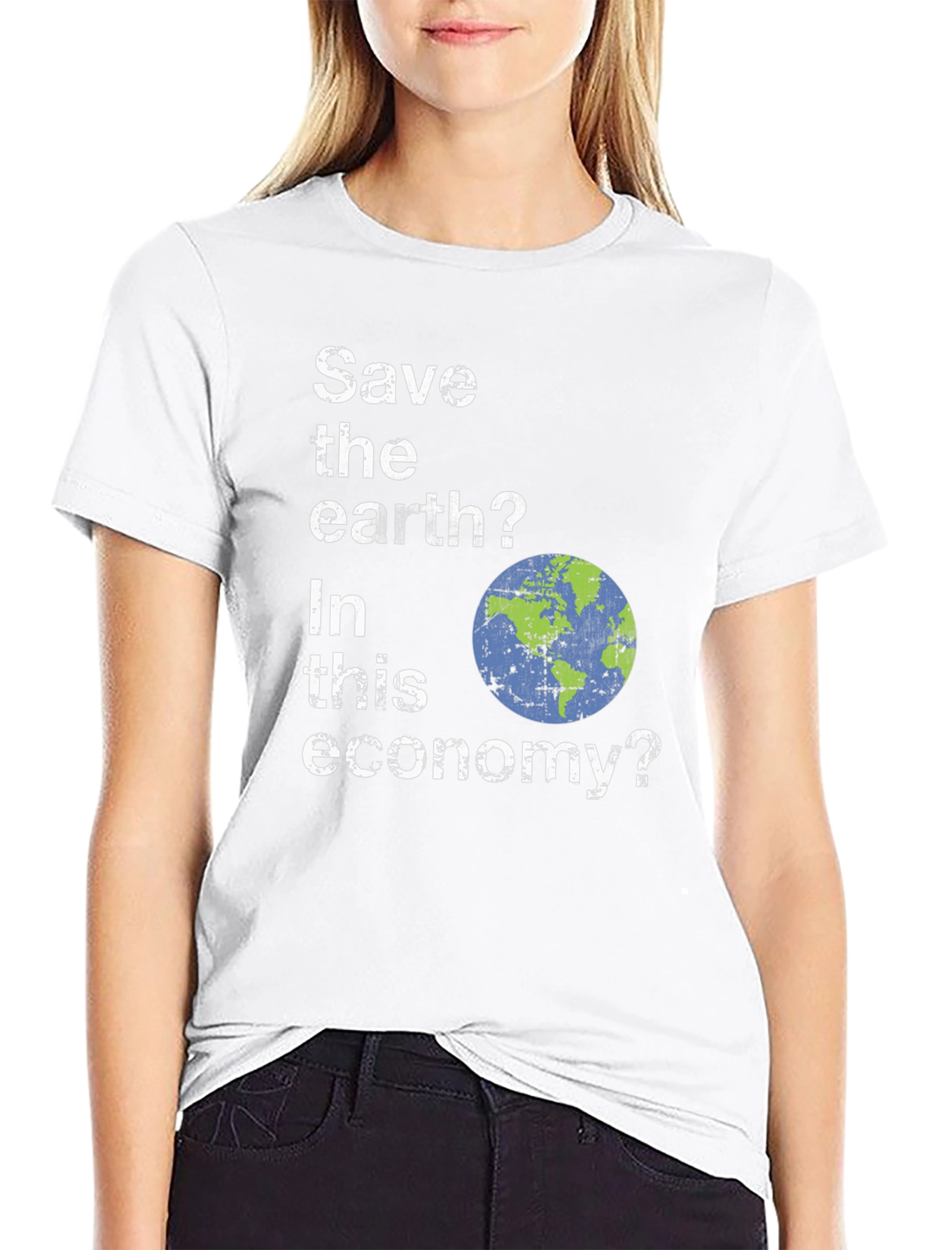 Black Save the Earth? Funny Graphic T-Shirt view 9